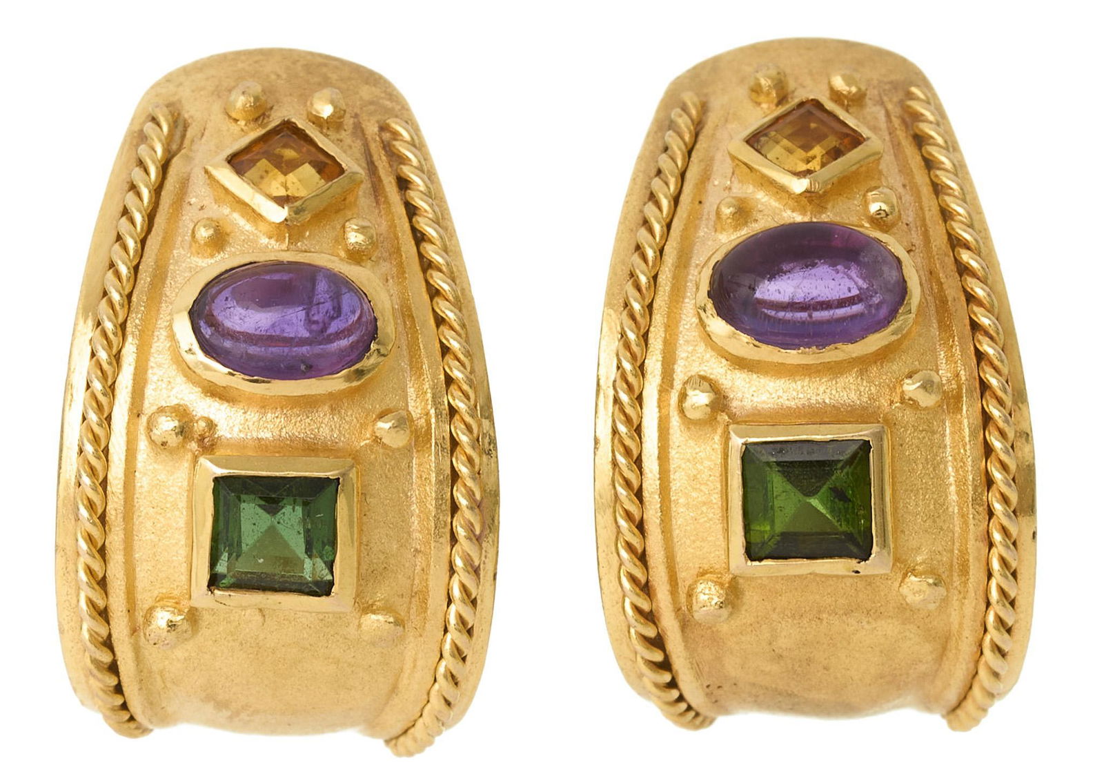 Amethyst Citrine Peridot 14K Gold Earrings (1 of 3)
