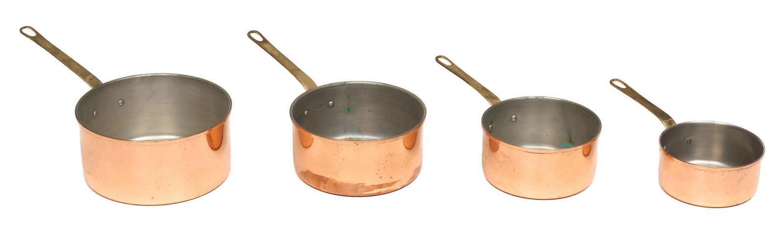 Set of 4 French Farmhouse Copper Cooking Pots (1 of 4)
