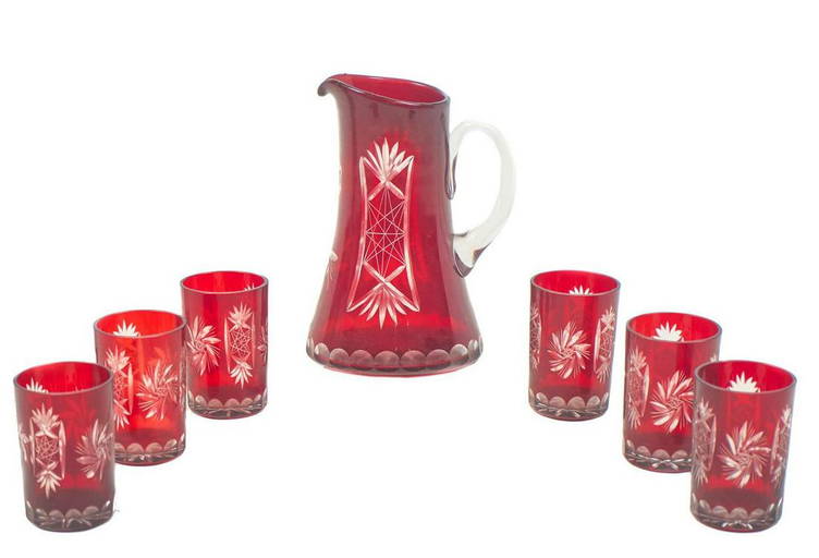 Vintage Cut To Clear Glass Serving Set