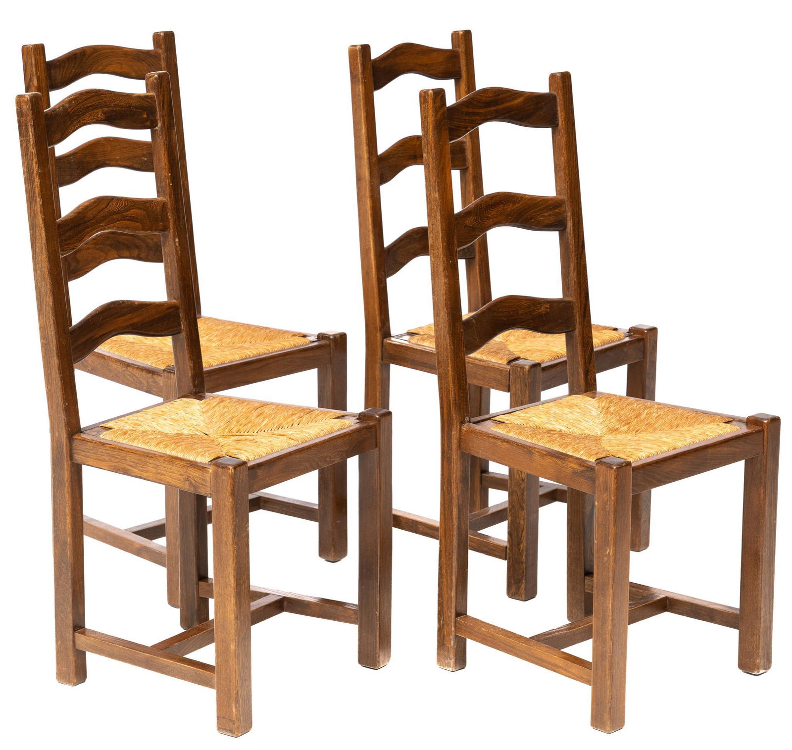 Set of 4 French Provincial Rush Seat Dining Chairs (1 of 3)
