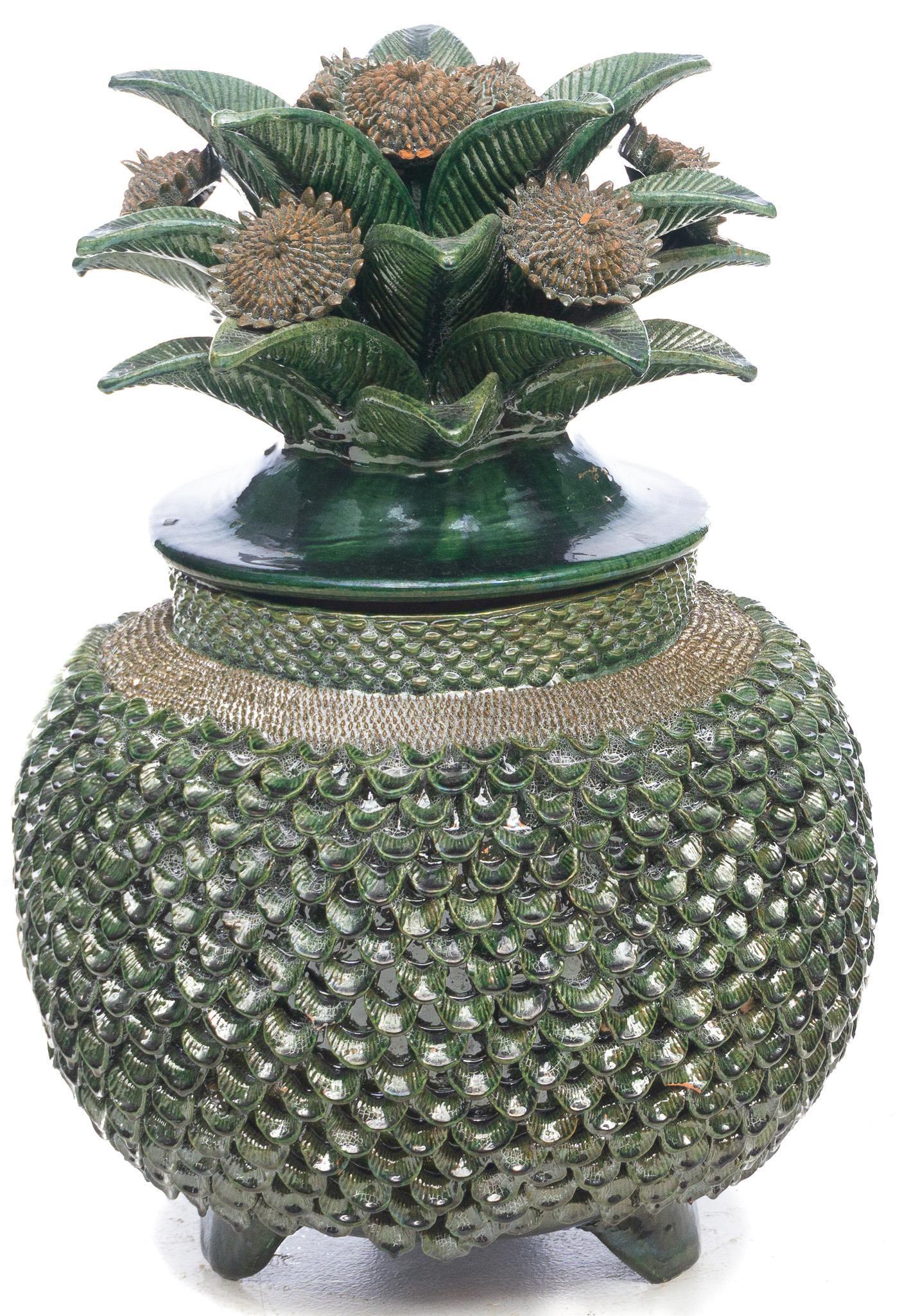 Mexican Folk Art Majolica Glazed Pottery Urn (1 of 8)