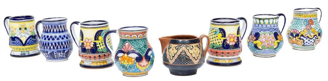 Collection of 8 Vintage Mexican Pottery Mugs (1 of 10)
