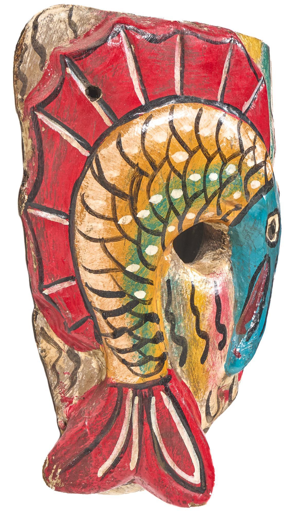 20th C. Mexican Folk Art Fish Diablo Mask (1 of 4)