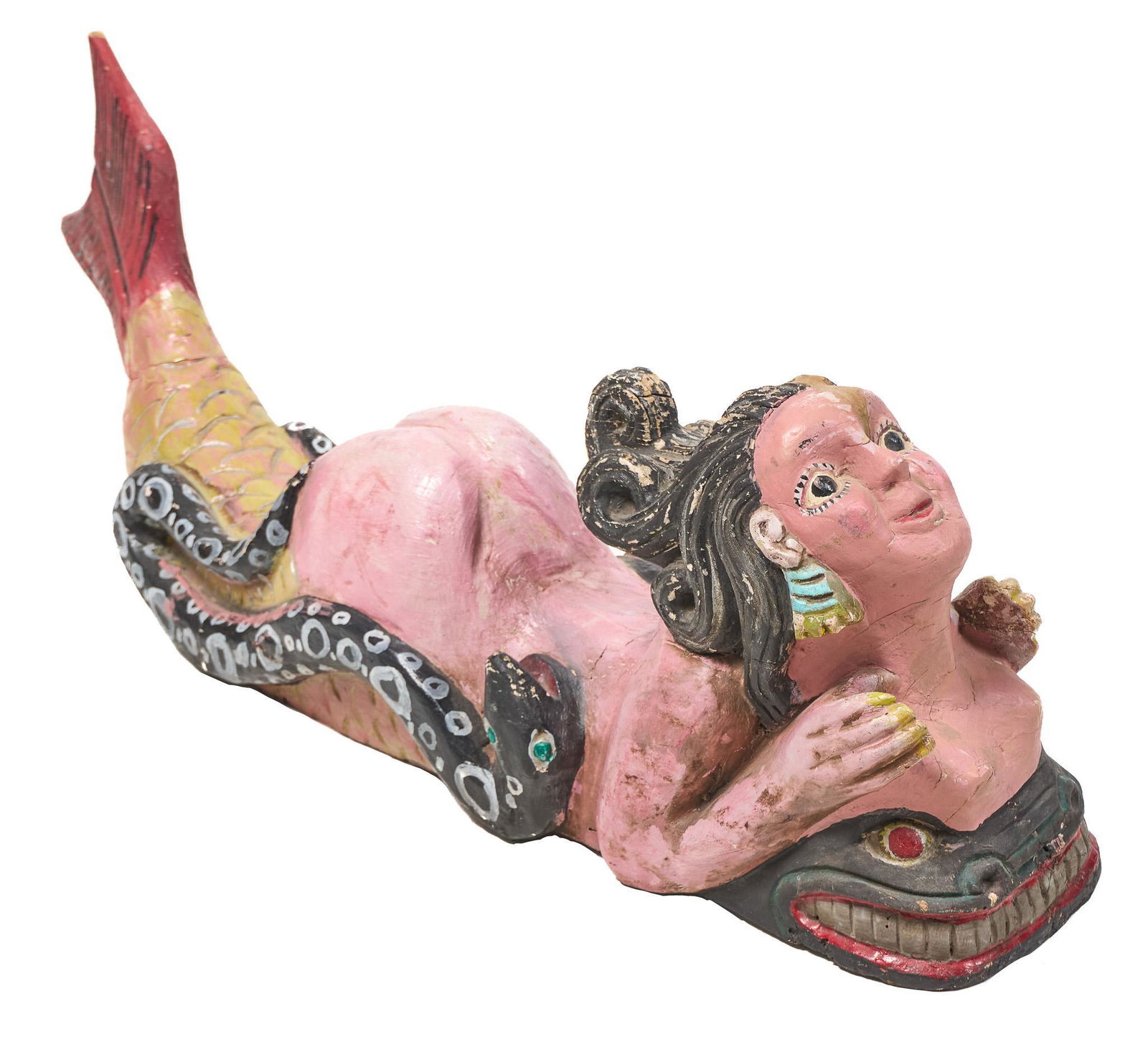 20th C. Mexican Folk Art Carving, Mermaid (1 of 6)
