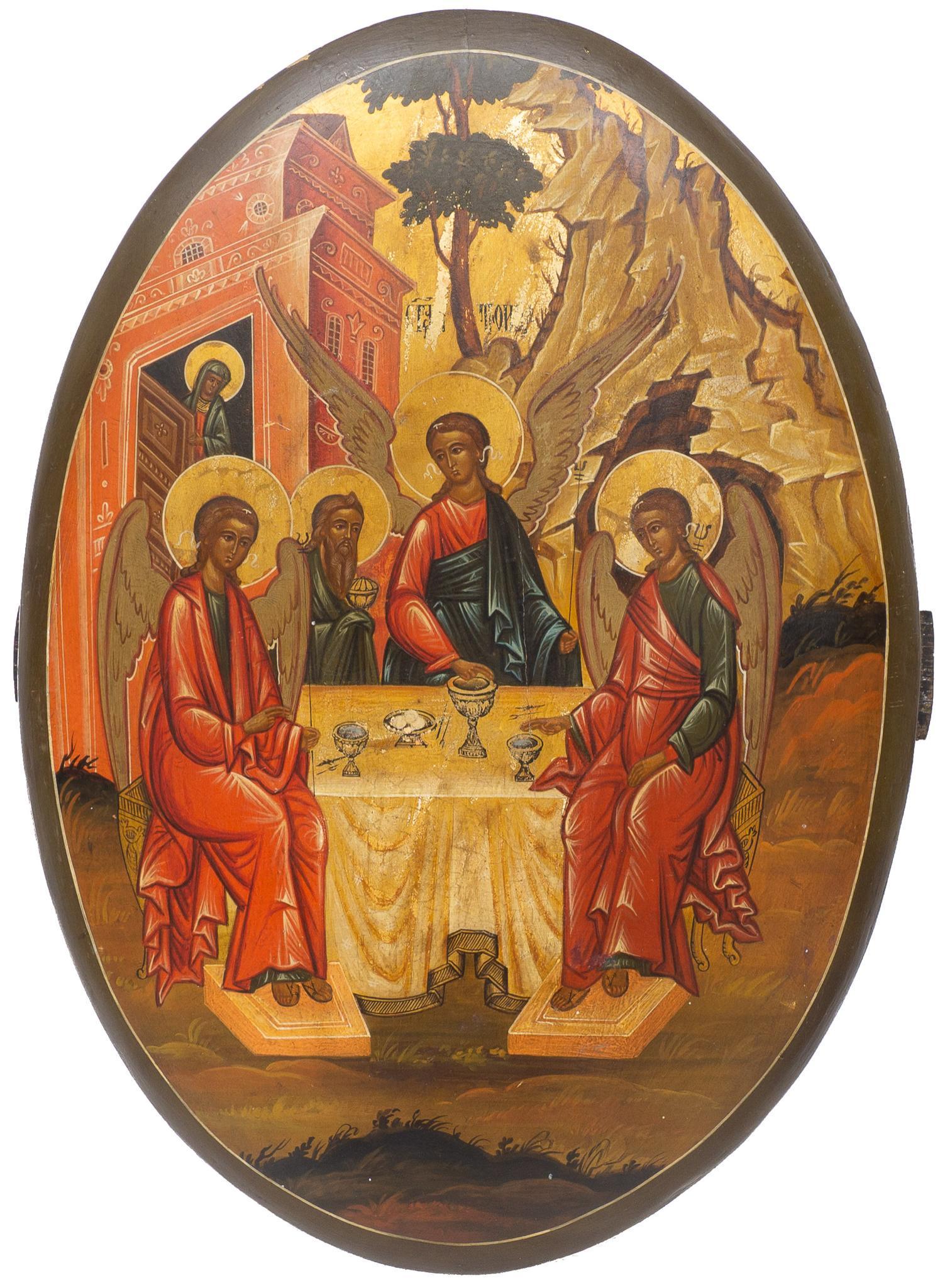 20th C. Mexican Folk Art Retablo, Gathering of Angels (1 of 3)