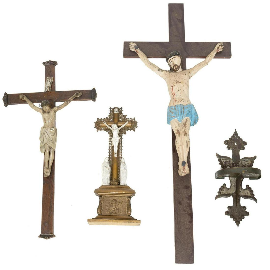 Collection of 4 Religious Icons, To Include Crucifix (1 of 3)