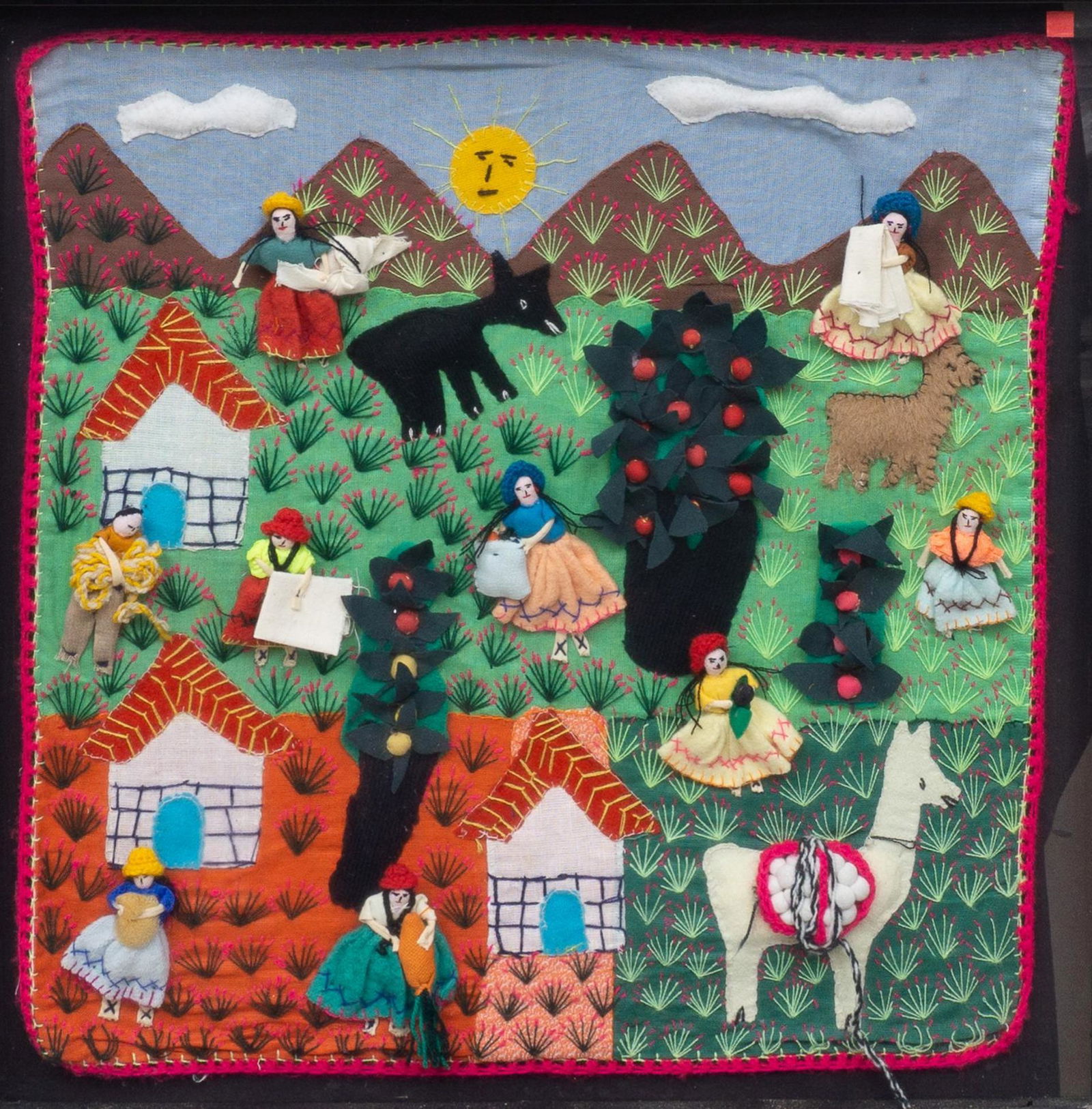 Village Scene, Peruvian Textile Artwork (1 of 5)