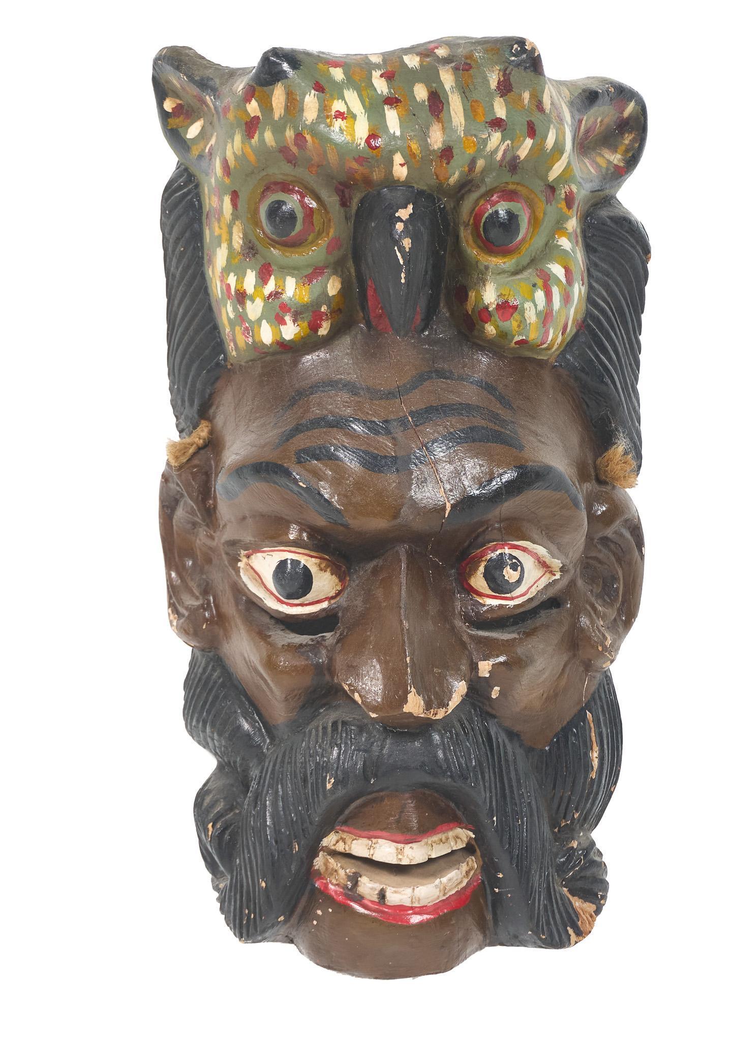 20th C. Mexican Folk Art Barbones BÃºho de Popa Mask (1 of 4)