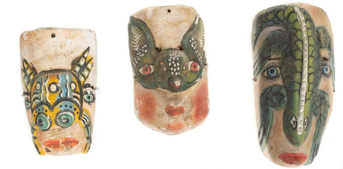 Collection of 3 Mexican Folk Art Masks (1 of 6)