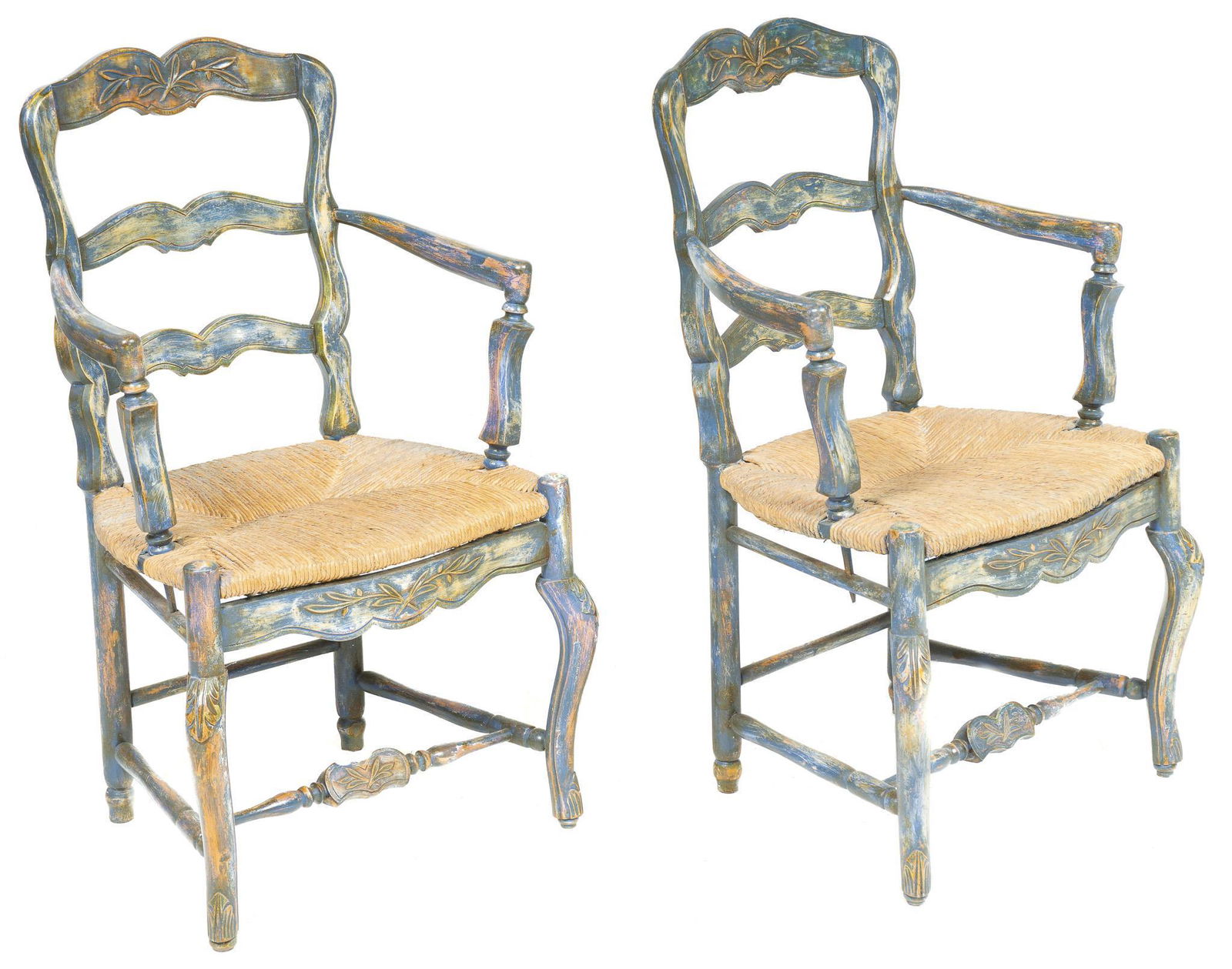 Pair of Spanish Hacienda Rush Seat Arm Chairs (1 of 3)