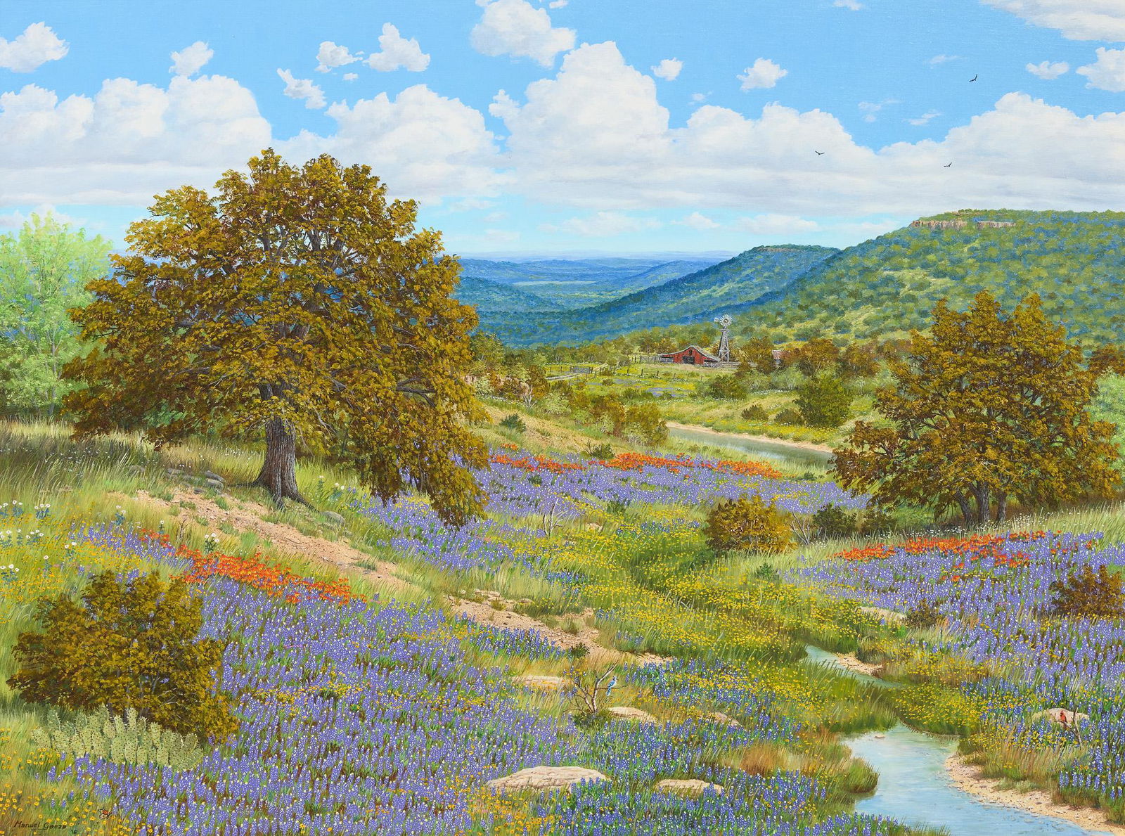 Manuel Garza (b. 1940), "Bluebonnets and Wildflowers" (1 of 4)