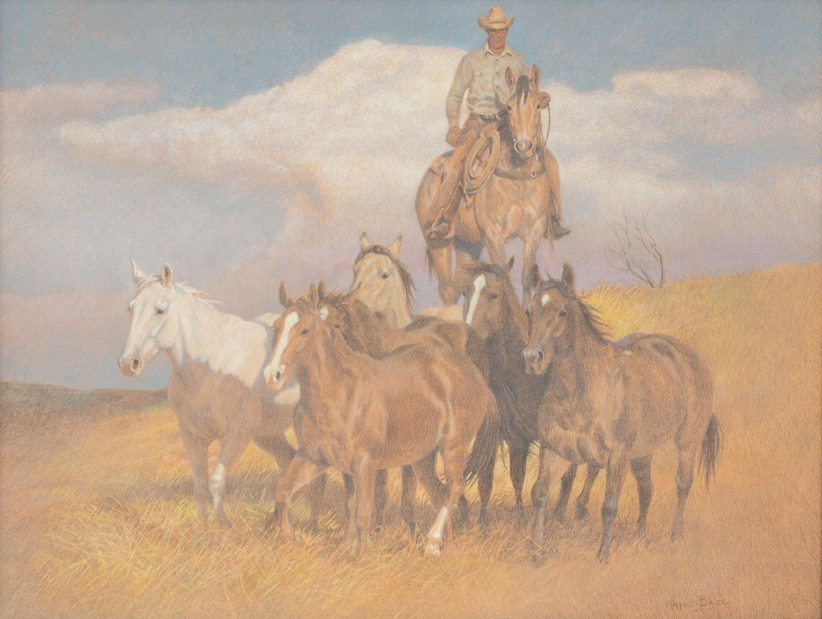 Wayne Baize (b. 1943), "Fresh Mounts for the Remuda" (1 of 7)