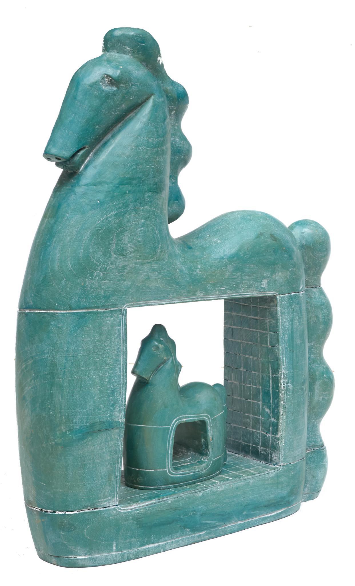 Mother Horse, Wood Carving: Unknown artist, mother horse, wood carving, having two stacking figures 25"h x 3"w x 18"d Provenance: A San Antonio, TX Collection We happily provide seamless shipping services on everythi