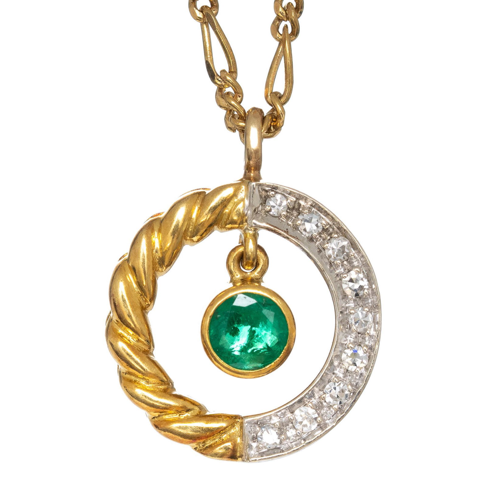 Diamond Emerald 18k Gold Pendant Drop Necklace (1 of 3)