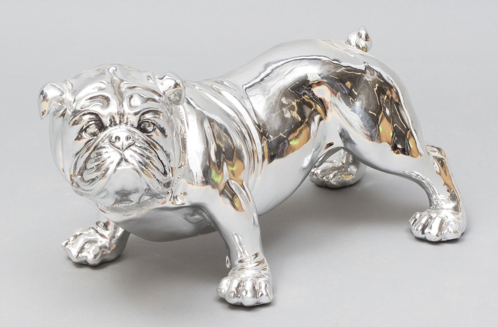 Mid-Century Modern Chrome Bull Dog Statue (1 of 3)