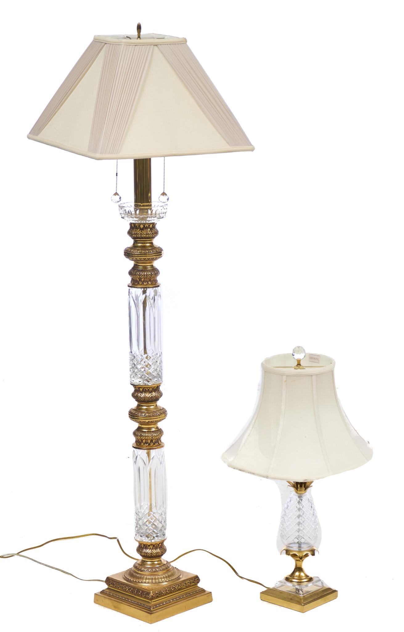 Pair of Brass and Crystal Lamps (1 of 9)