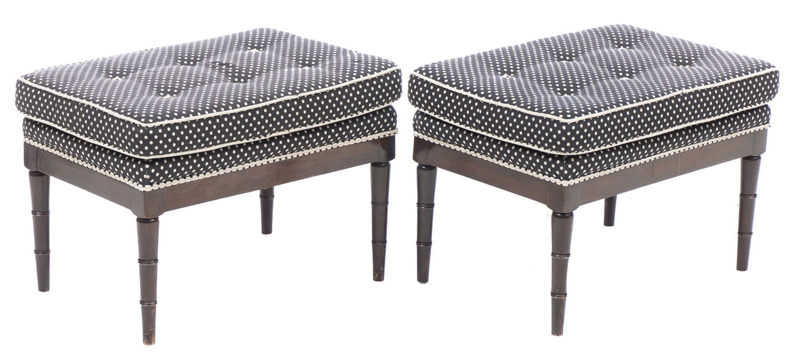Pair of Buttoned Ottomans (1 of 3)