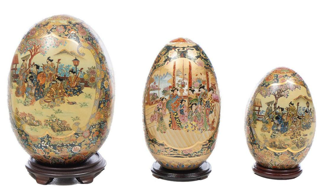 Collection of 3 Metal Cloisonne Eggs (1 of 9)