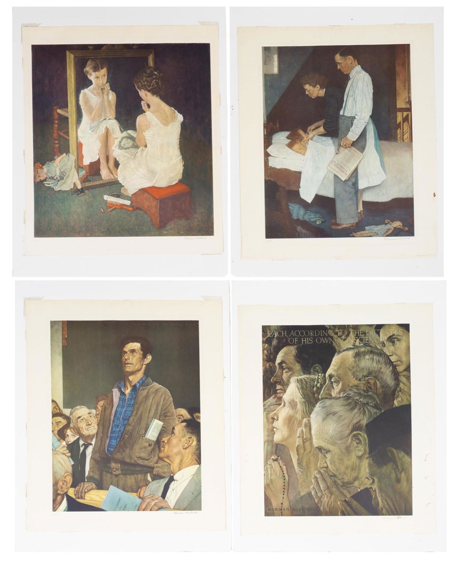 Norman Rockwell (1894-1978), 4 pencil signed A/P Prints (1 of 18)