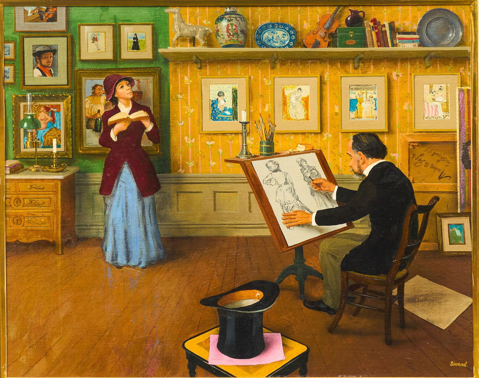 Robert Sivard, "Edgar Degas Sketching Mary Cassatt" (1 of 8)