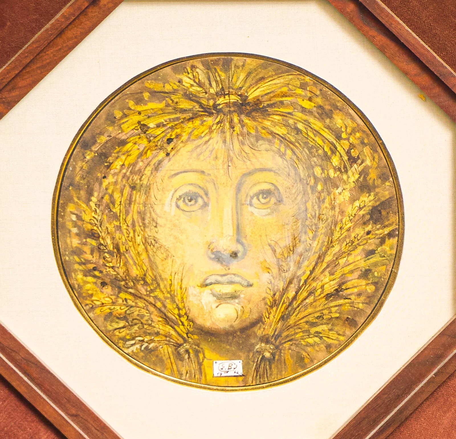 Eugene Berman, "Persephone", 1962: Eugene Berman (1899-1972), "Persephone", depicting the Greek mythological character who was the daughter to Zeus, 1962, watercolor and ink on paper, presented in octagonal frame, sight: 8.25 x 5" Euge