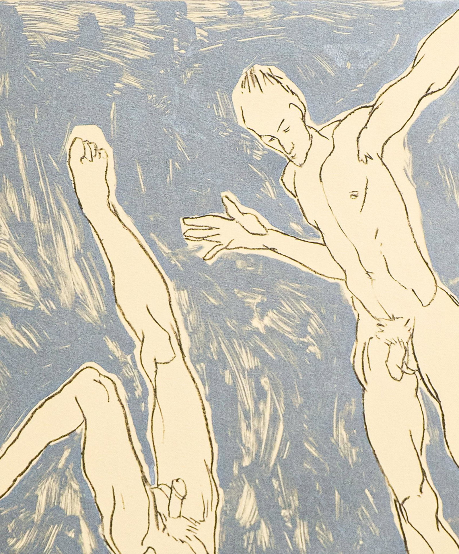 Forrest Lee Moses, Nude Male Figures: Forrest Lee Moses (1934-2021), male nudes, monotype, sight: 15.5 x 12.5", frame: 33 x 25" Purchased by Mr. Tobin from Forrest Lee Moses in 1984. â€‹â€‹â€‹â€‹â€‹â€‹â€��