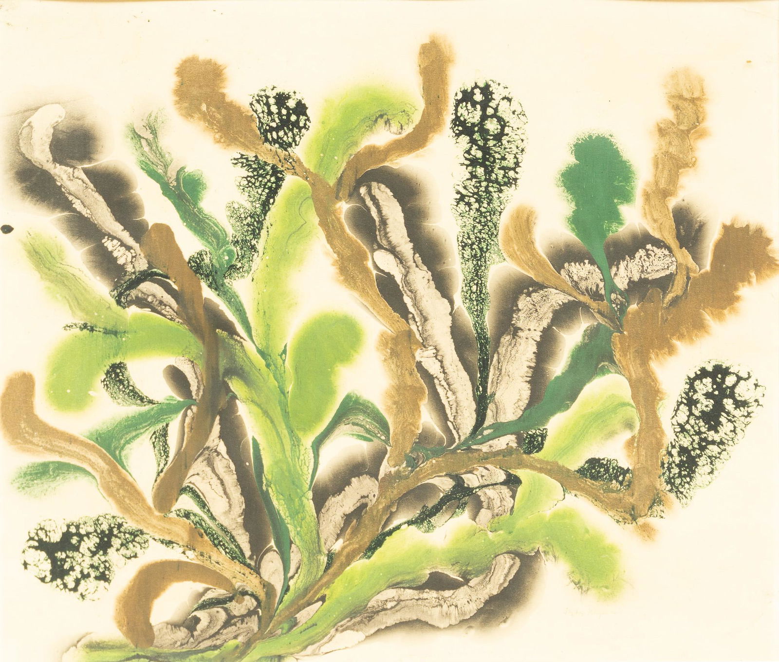 Green and Brown Landscape, Watercolor (1 of 3)