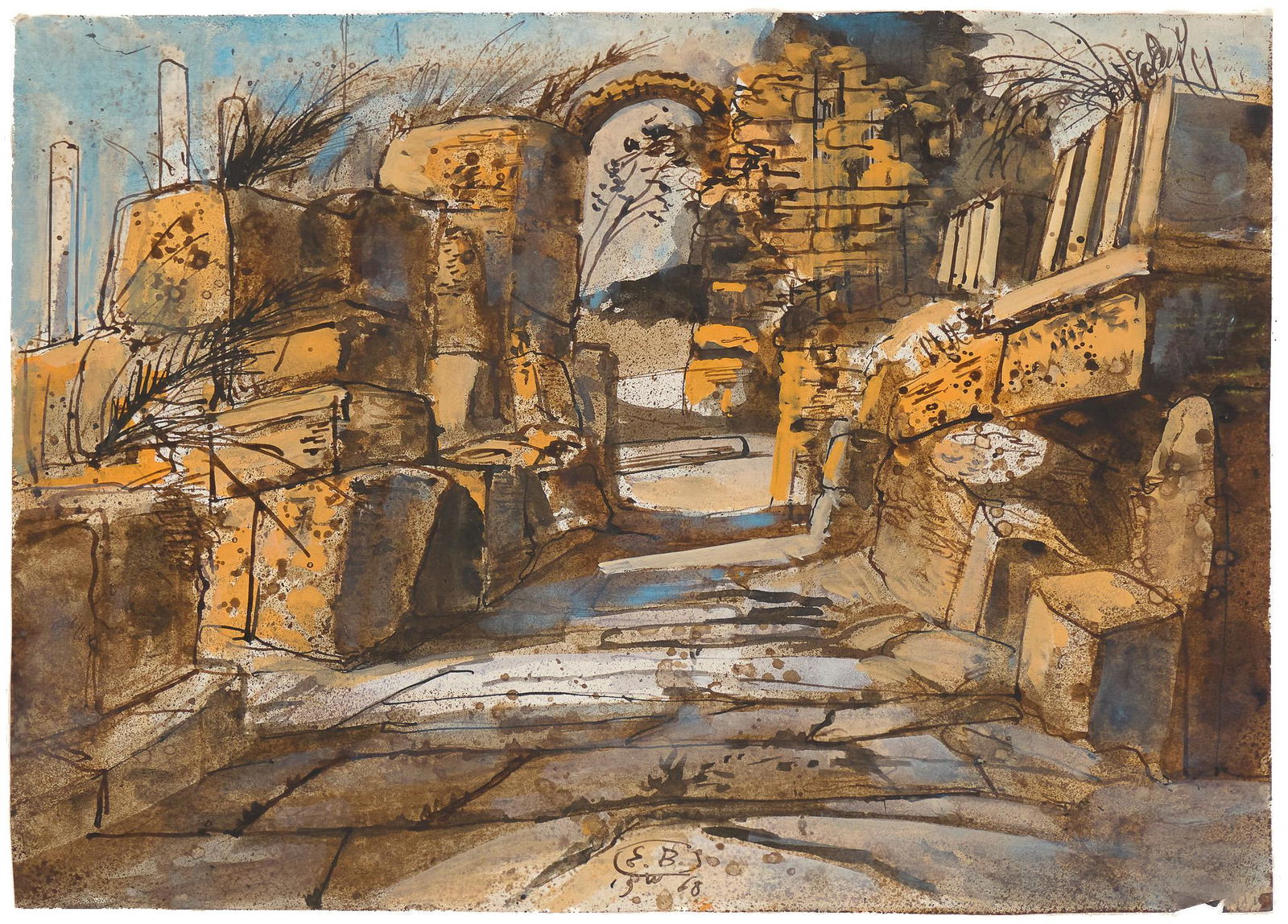 Eugene Berman, "Leptis Magna Architectural Ruins", 1968 (1 of 5)