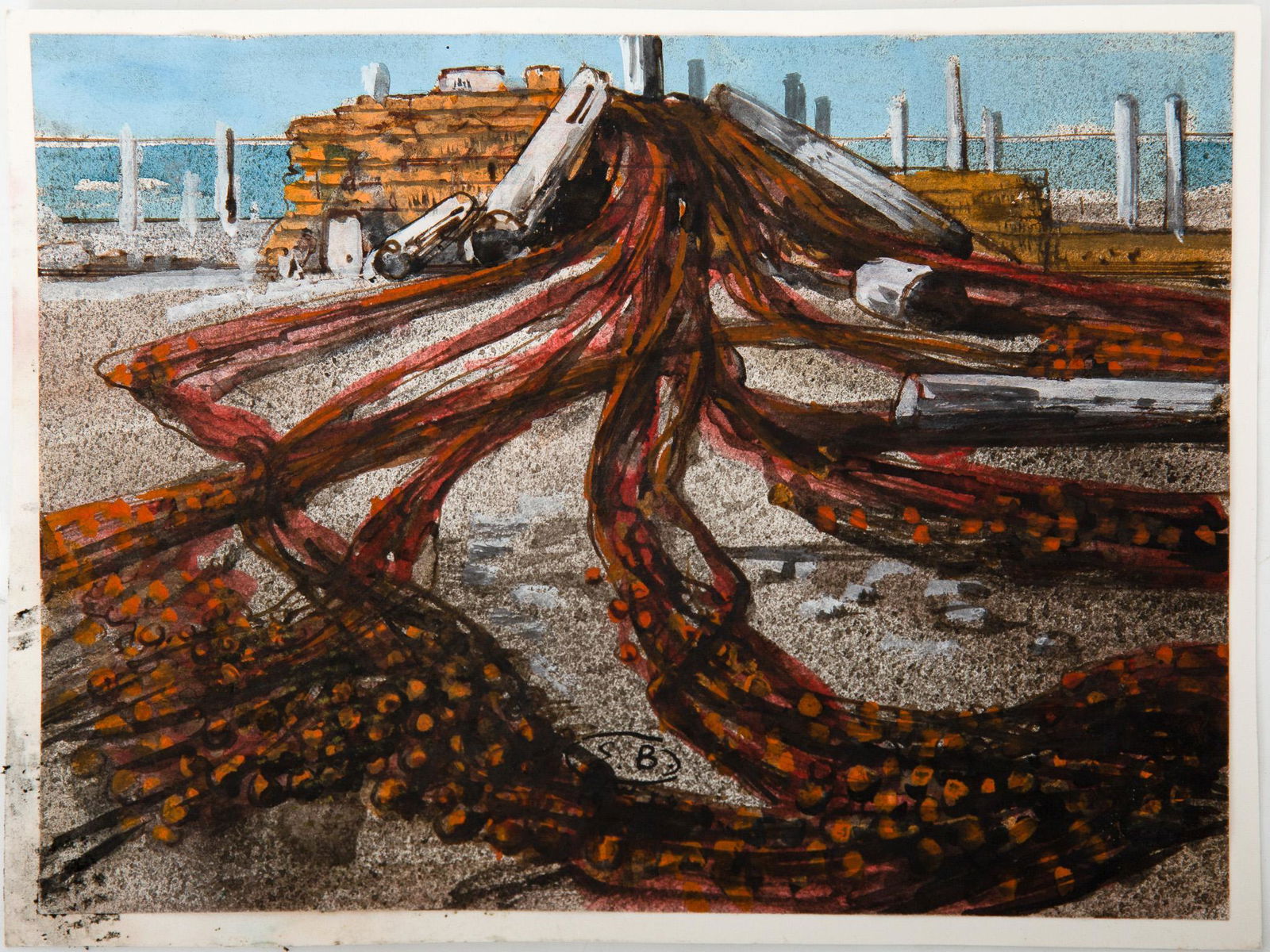 Eugene Berman, Ruins with Red Cloth and Flowers, 1968 (1 of 5)