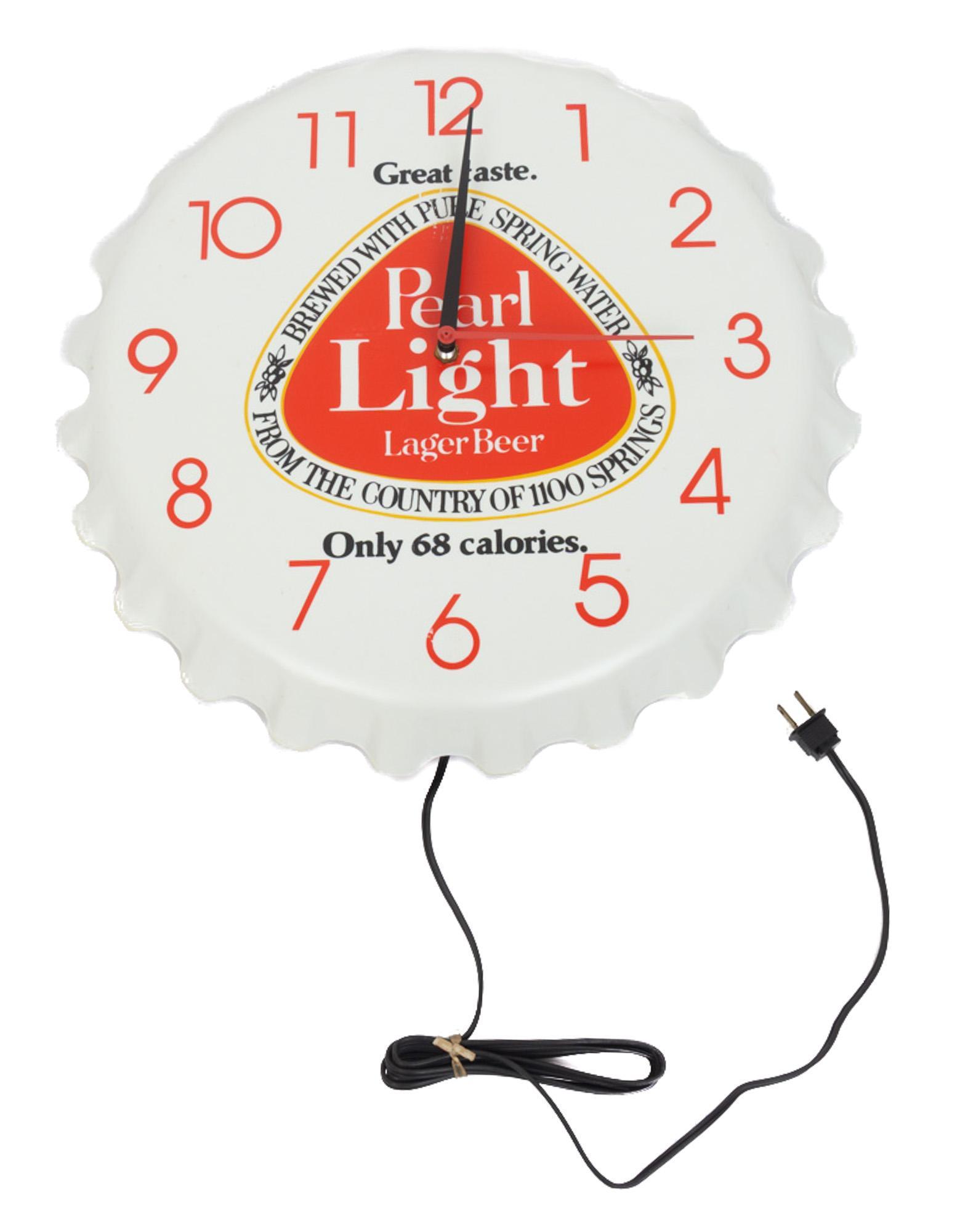1980 Pearl Beer Light Bottle Cap Clock "NOS" (1 of 2)