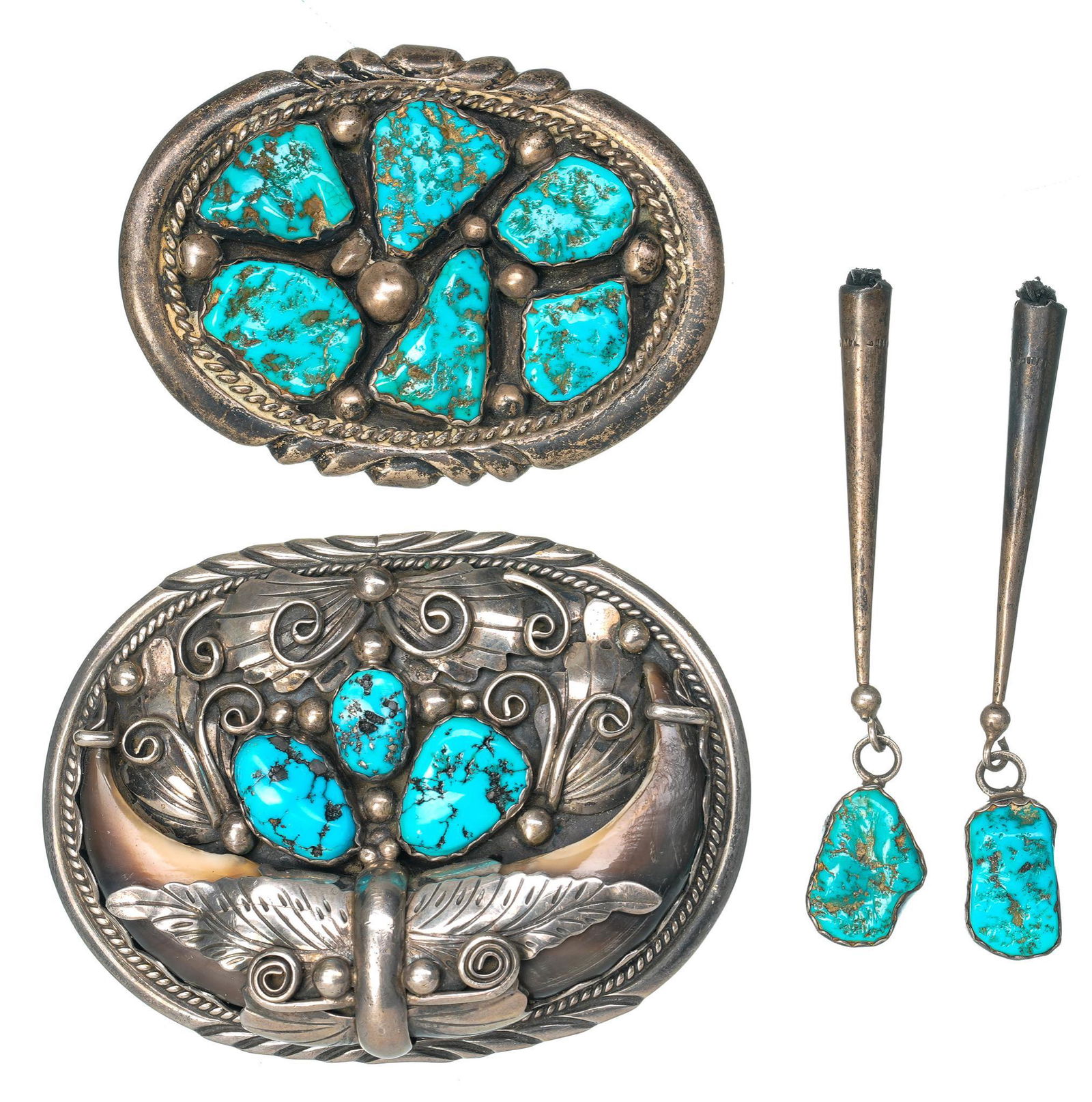 Vintage Native American Turquoise Sterling Buckle Bolo (1 of 5)