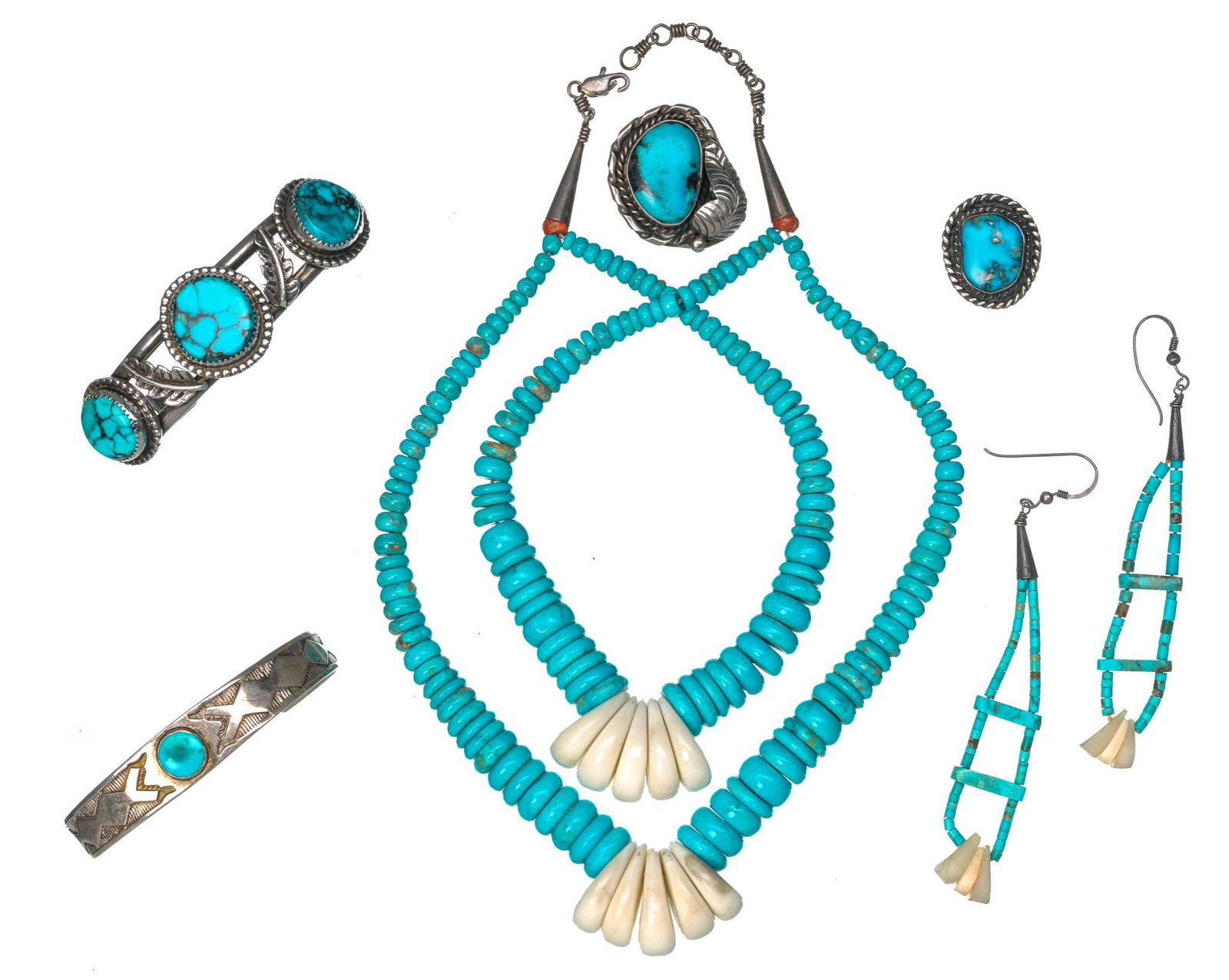 Vintage Native American Sterling Turquoise Jewelry (1 of 7)
