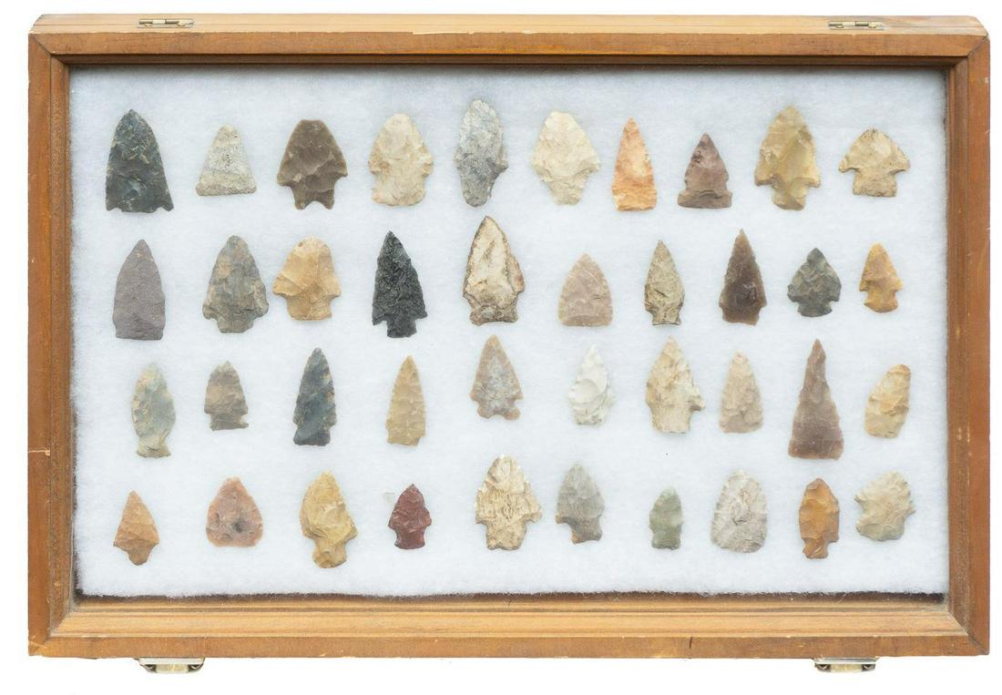 Framed Arrowhead Point Display, To Include 40 Artifacts (1 of 8)