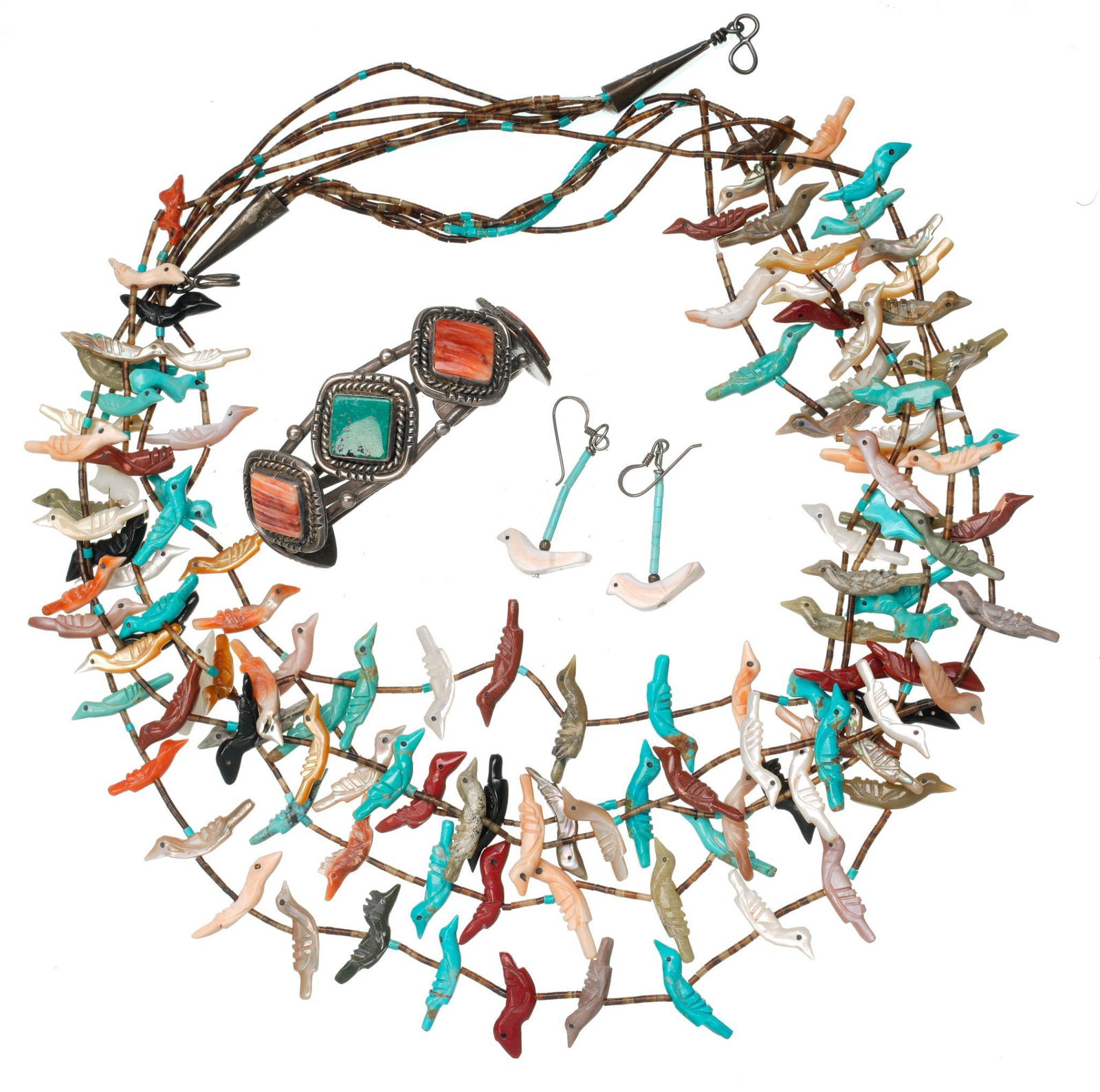 Vintage Native American Fetish Necklace Silver Bracelet (1 of 4)