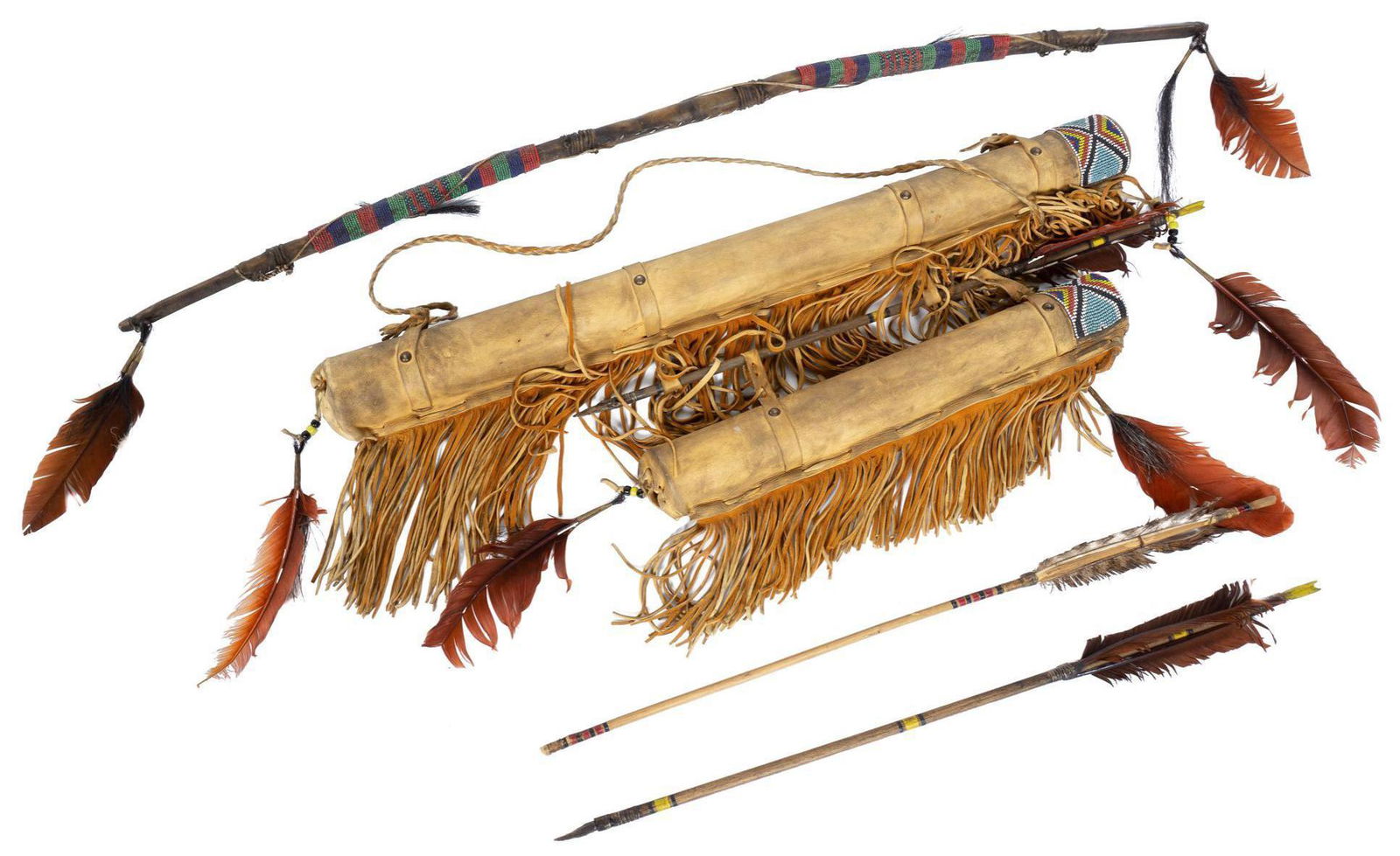 Native American Beaded Hide Bow and Quiver (1 of 7)