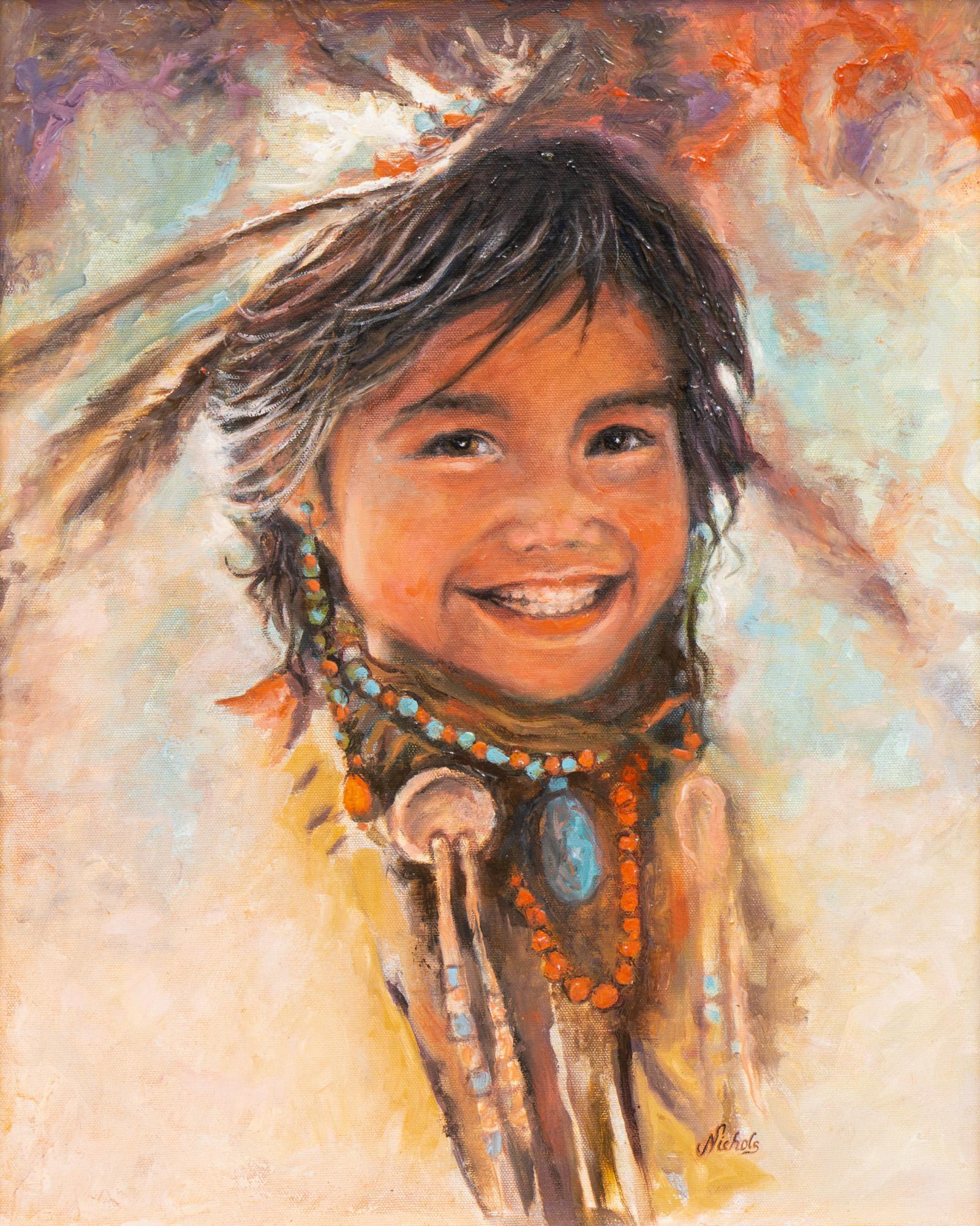 G. William (Bill) Nichols Jr., "Smiley Day": G. William (Bill) Nichols Jr., titled "Smiley Day", oil on canvas, framed sight: 20"h x 16"w, frame: 22"h x 18"w Provenance: The Estate of Barbara "Babs" Baugh (San Antonio, Texas) We happily provide 