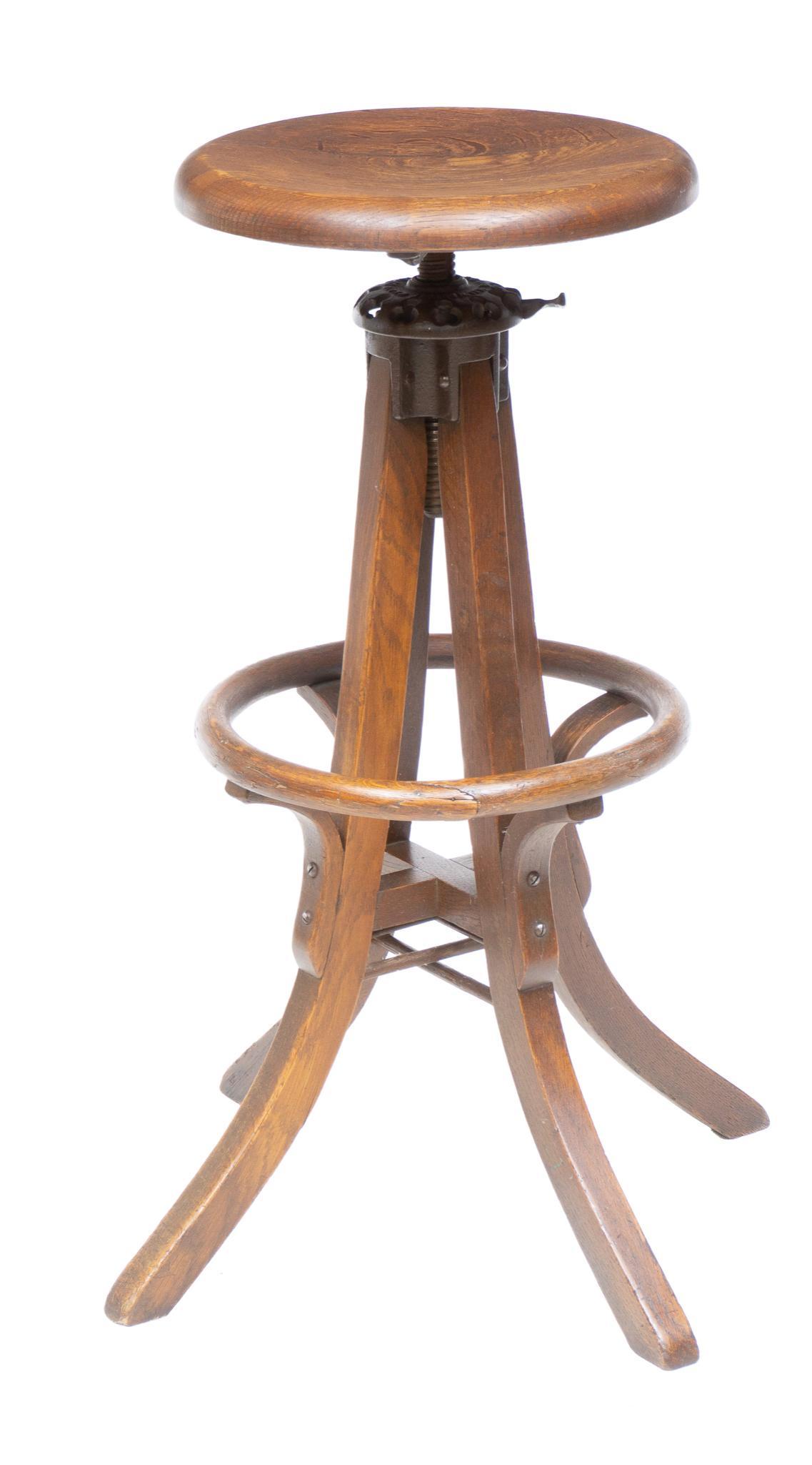 Early American Oak Drafting Stool (1 of 5)
