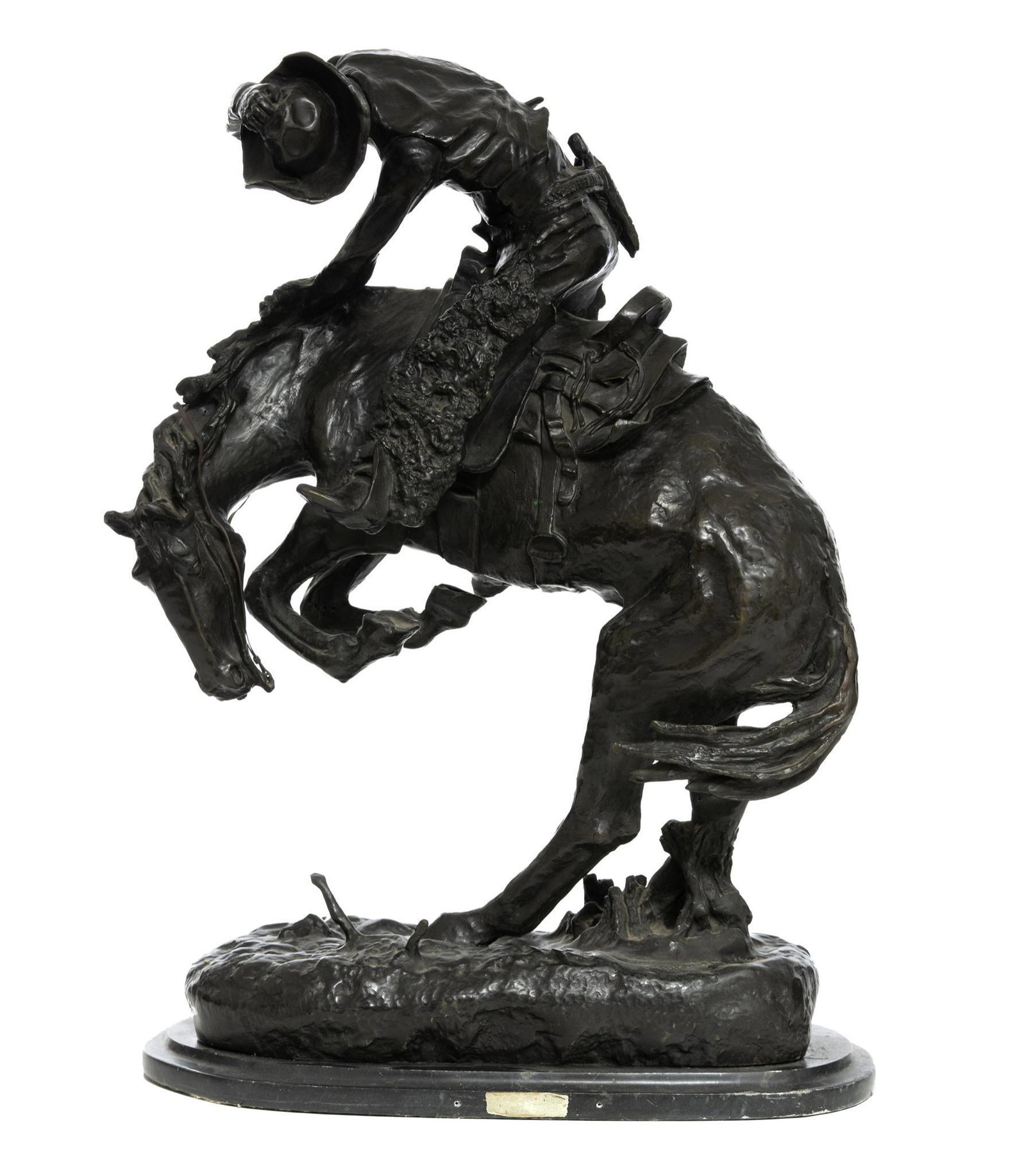 Frederic Remington (1861-1909), "The Rattlesnake": Frederic Remington (1861-1909), titled "The Rattlesnake", bronze 22.5"h x 16"w x 11"d We happily provide seamless shipping services on everything we sell. Please email us at shipping@vogtauction.com o