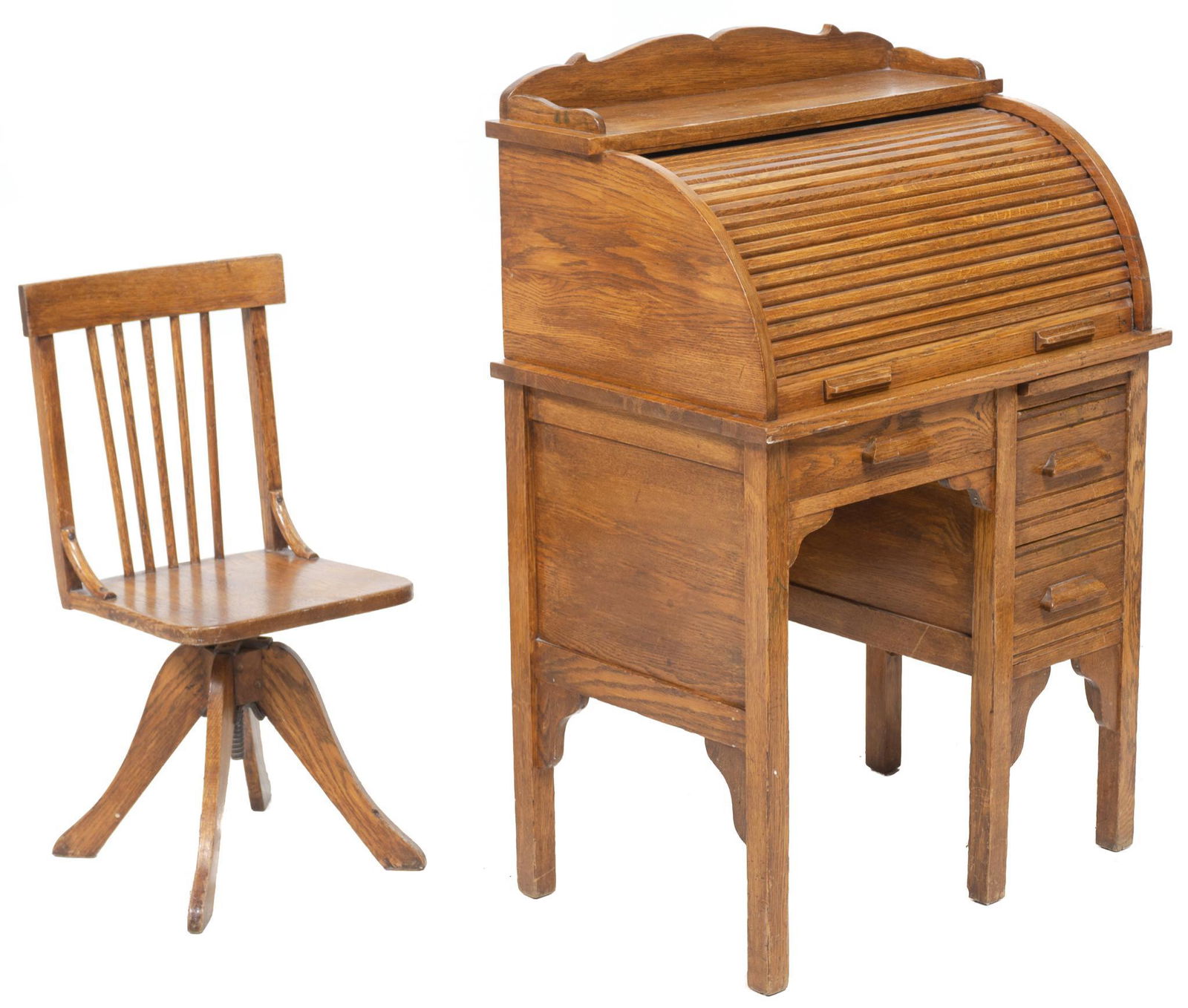 Child's Roll Top Secretary Desk and Banker Chair (1 of 4)