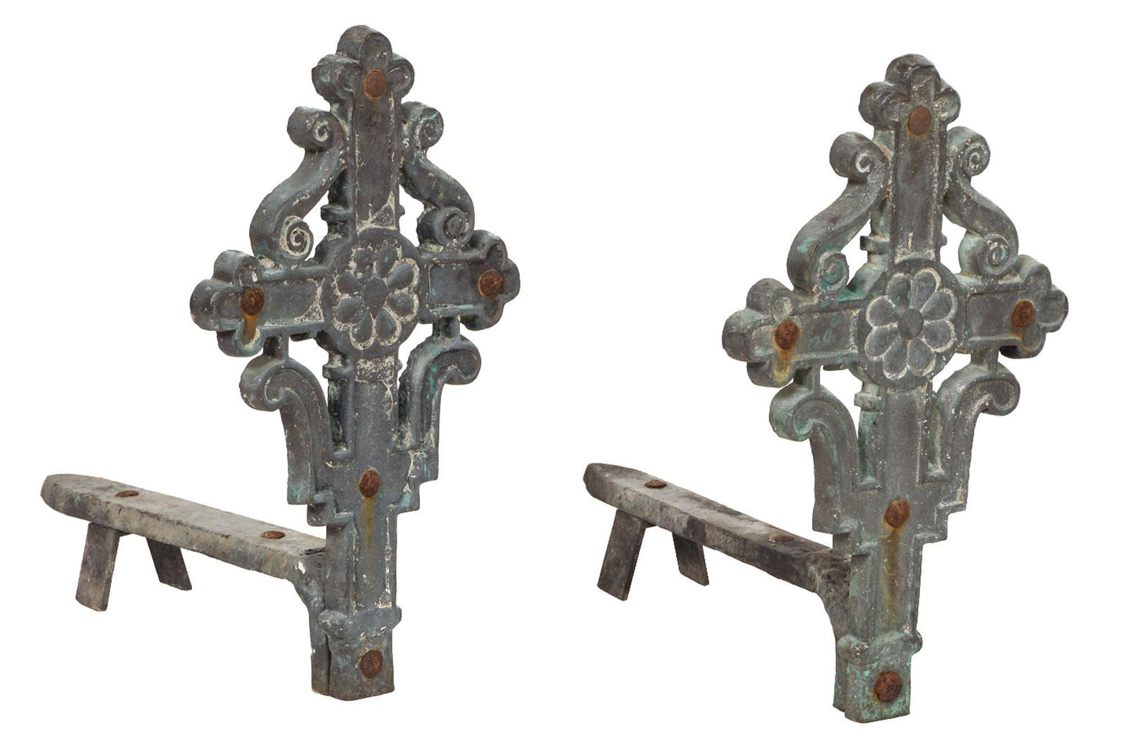 Pair of Spanish Bronze Fireplace Andirons (1 of 3)