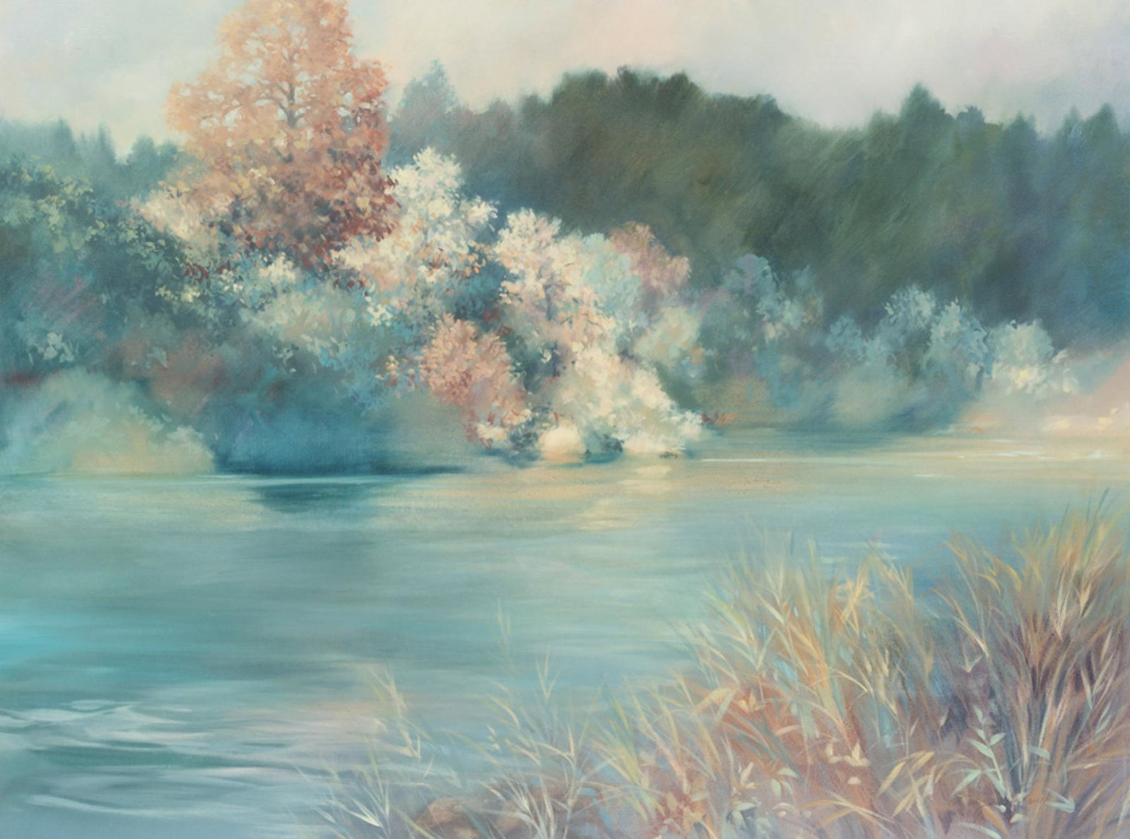 Lucy Warnick, Riverbank: Lucy Warnick, Riverbank, oil on canvas, framed frame: 43"h x 55"w Provenance: A San Antonio, TX Collection We happily provide seamless shipping services on everything we sell. Please email us at shipp