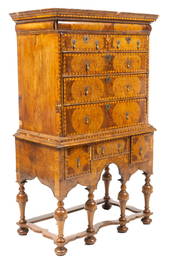 18th C. English William & Mary Chest on Stand