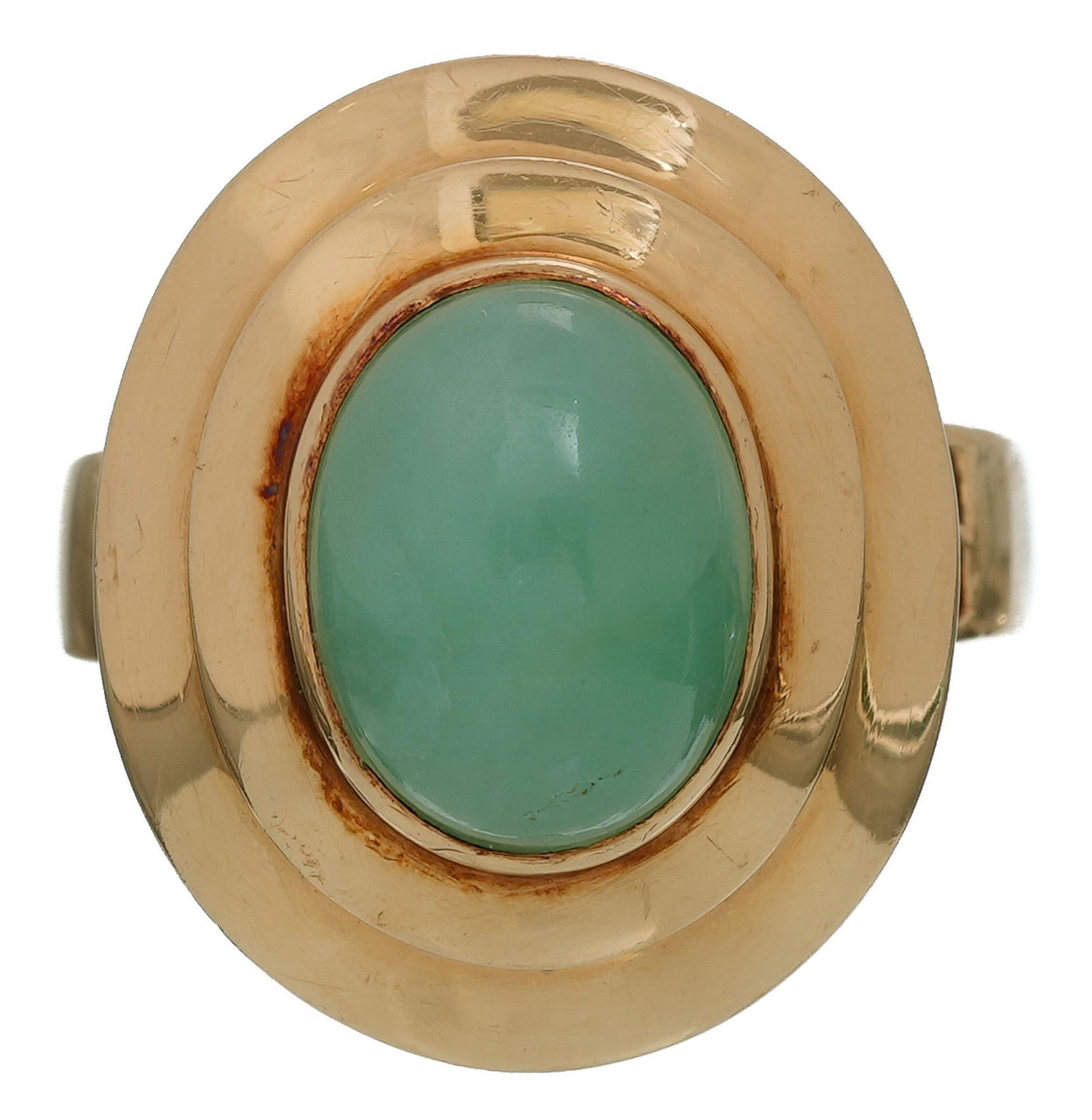 Vintage Jade Cabochon 14k Gold Ring (1 of 4)