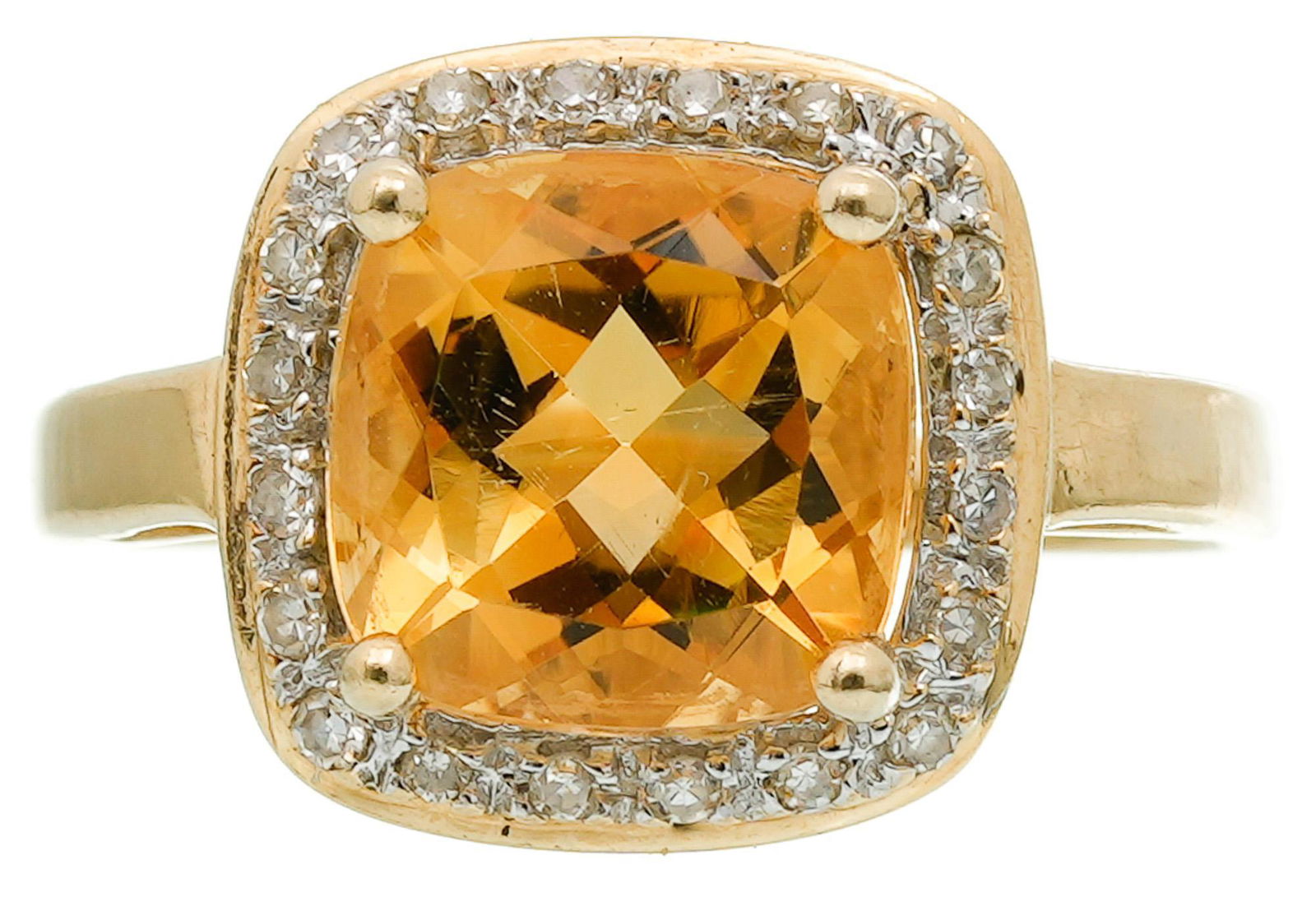 Diamond Halo Yellow Topaz 14k Gold Ring (1 of 4)