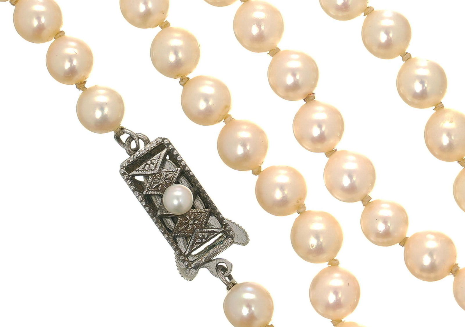 Vintage Mikimoto Pearl Sterling Silver Necklace (1 of 4)