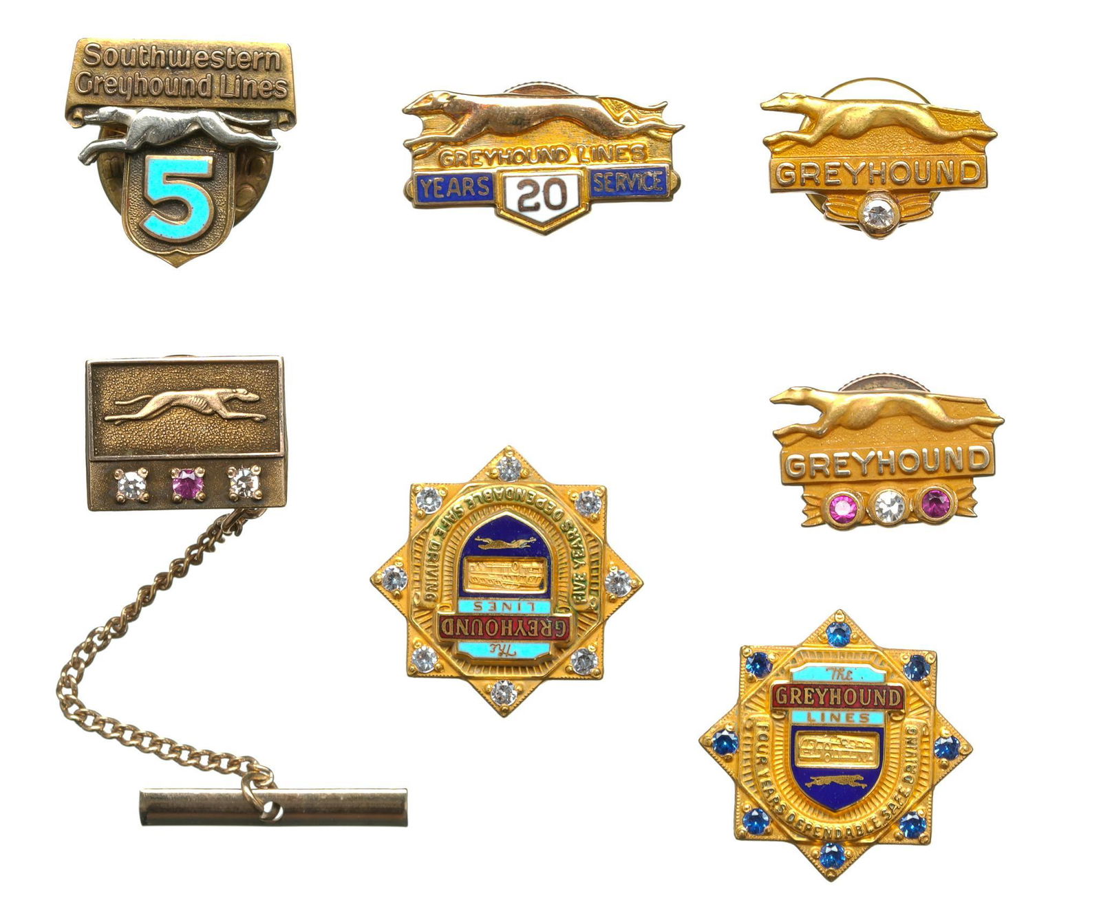 Vintage Greyhound Bus Lines 10k Gold Service Pins (1 of 3)
