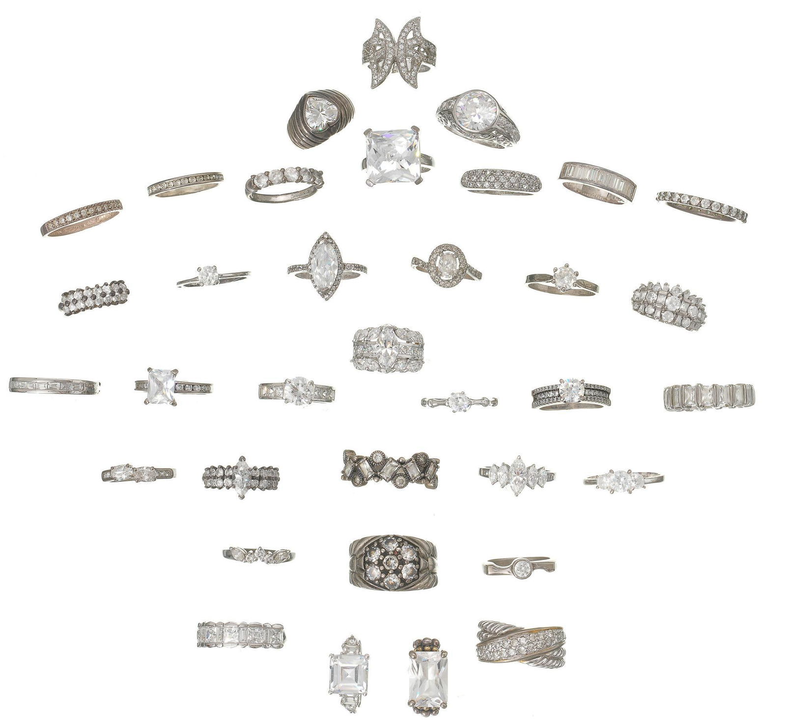 Collection of Vintage Sterling Silver CZ Rings (1 of 4)