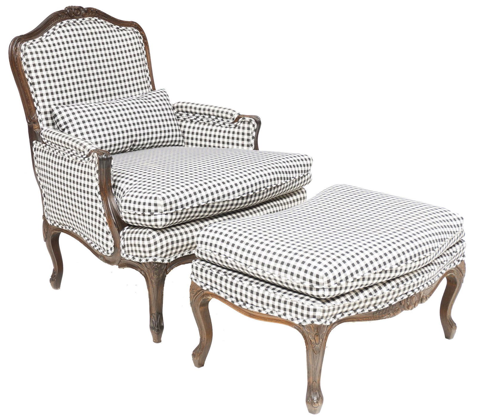 French Provincial Bergere Arm Chair and Ottoman (1 of 3)