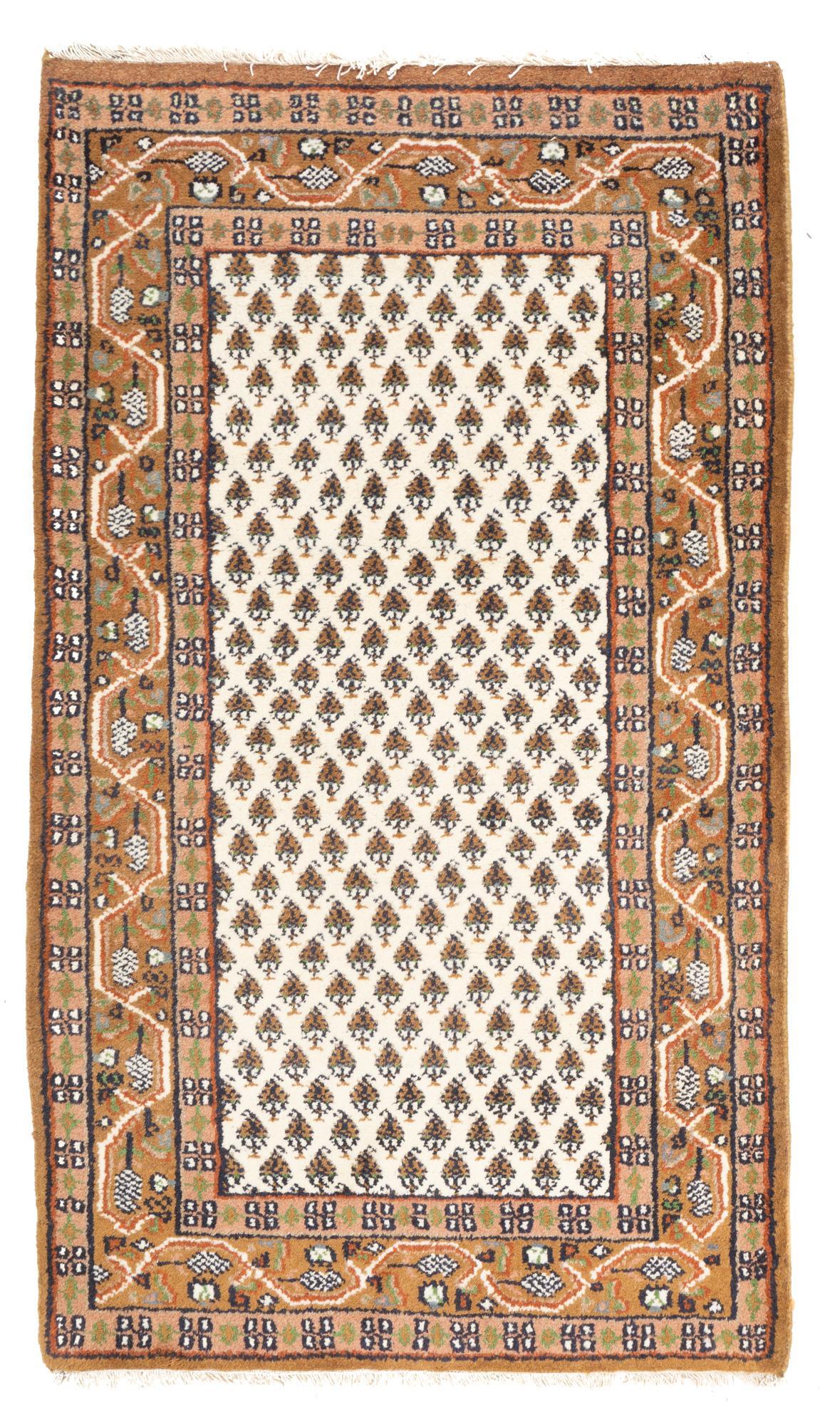 Handwoven Moud Style Rug, 5'2" x 3': Handwoven Moud style estate rug 5'2" x 3' Provenance: A La Grange, Texas, collection We happily provide seamless shipping services on everything we sell. Please email us at shipping@vogtauction.com or