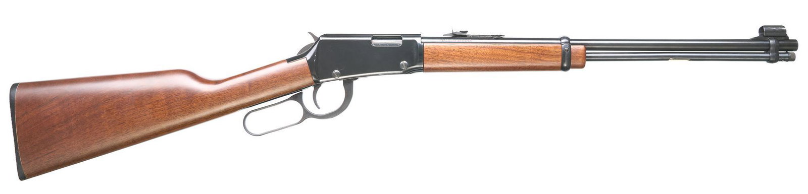 Henry Classic .22LR Lever-Action Rifle: Serial: 455102H Manufacturer: Henry Repeating Arms Co. Model: Classic Lever-Action Caliber: .22LR Barrel length: 18.25" Condition: Very Good; wood stock has very minimal handling marks; barrel & recei